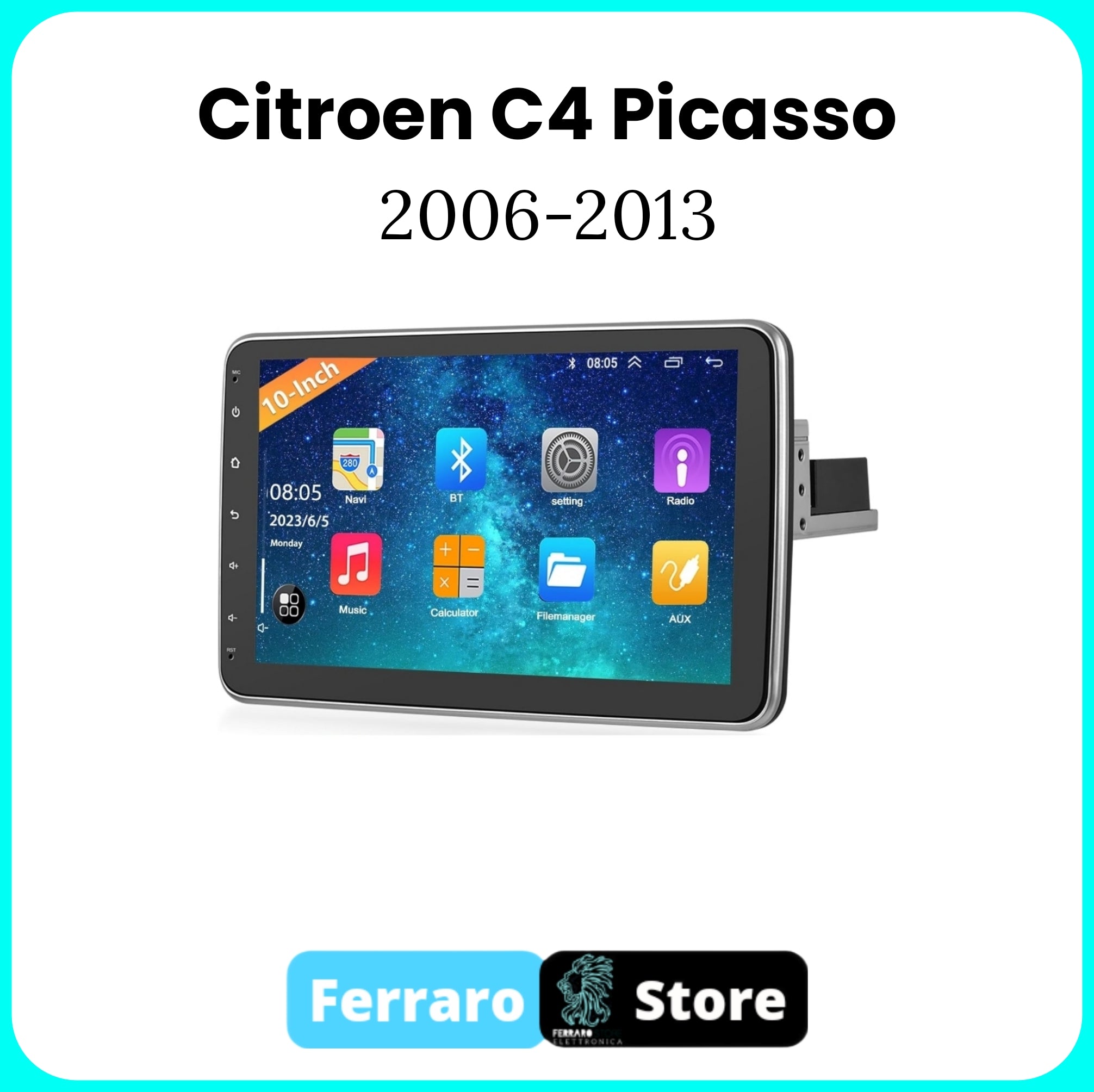 Autoradio per CITROEN C4 PICASSO [2006 - 2013] - Sistema auto Intelligente, 1Din 10"Pollici, GPS, Navigatore, Wifi