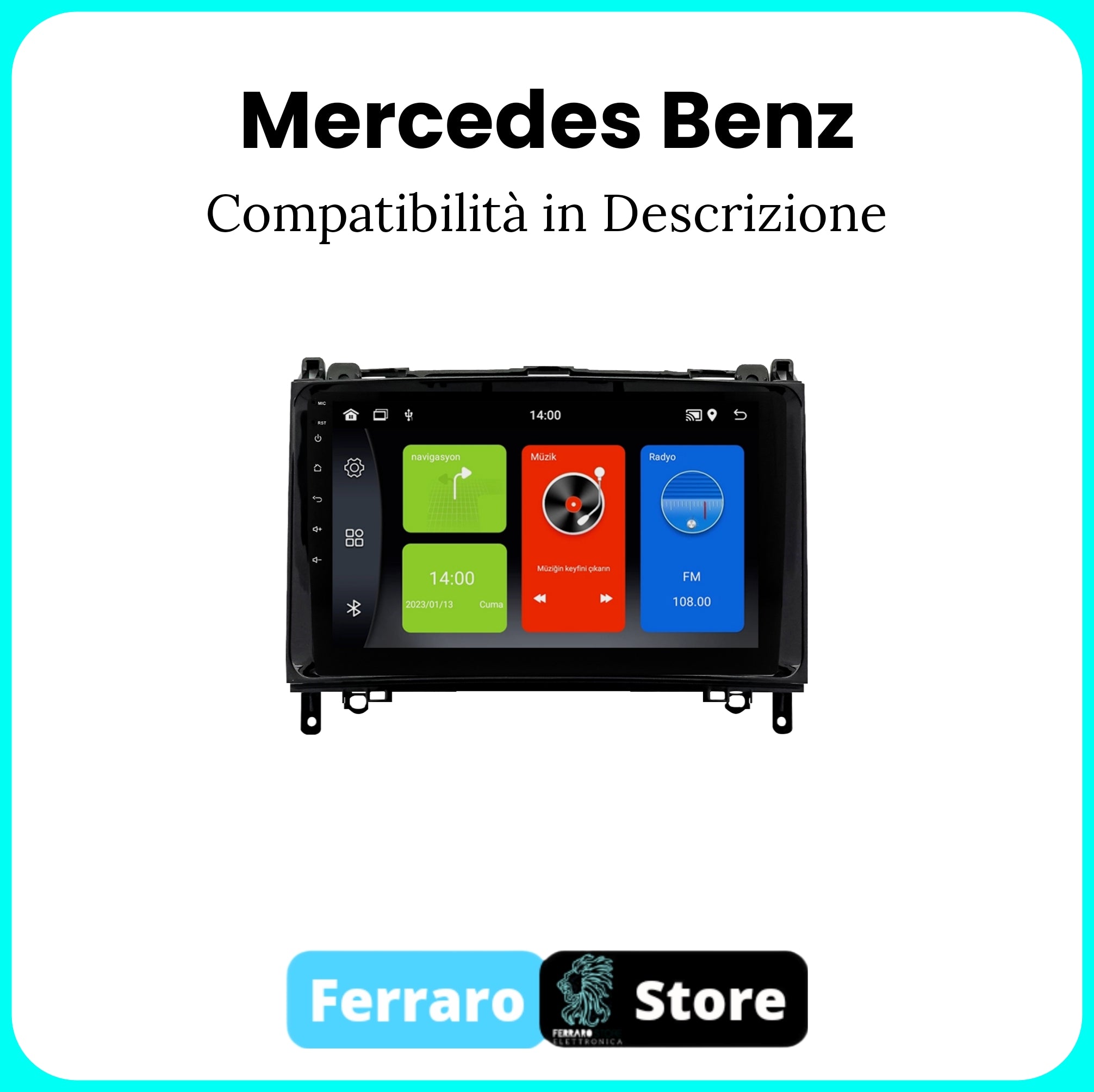 Autoradio per MERCEDES BENZ [Compatibilità in Descrizione] - Sistema auto Intelligente, 2Din 9"Pollici, GPS, Navigatore, Wifi