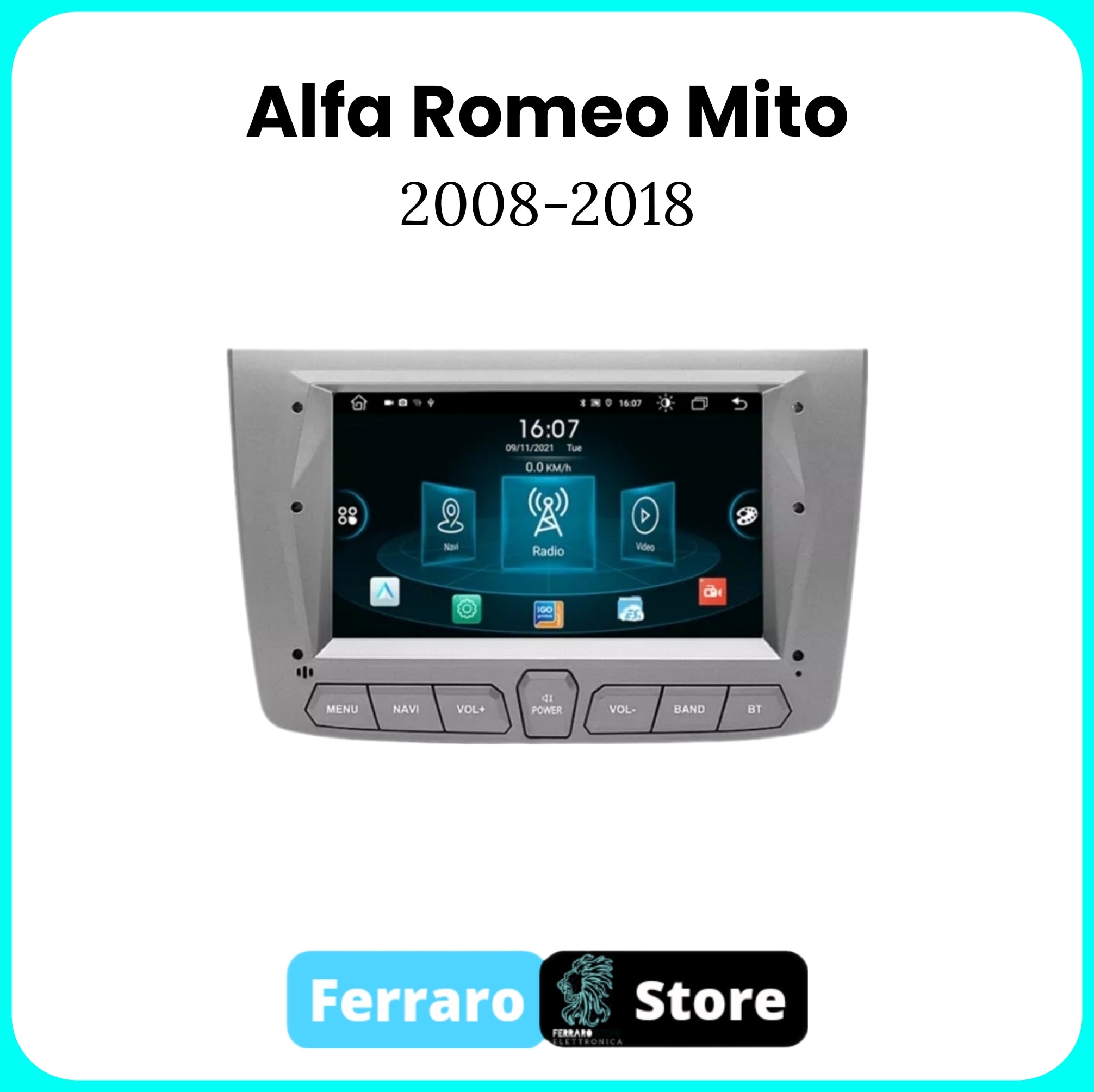 Autoradio per AlfaRomeo MITO [2008 - 2018] - Sistema auto Intelligente, 2Din 7"Pollici, GPS, Navigatore, Wifi