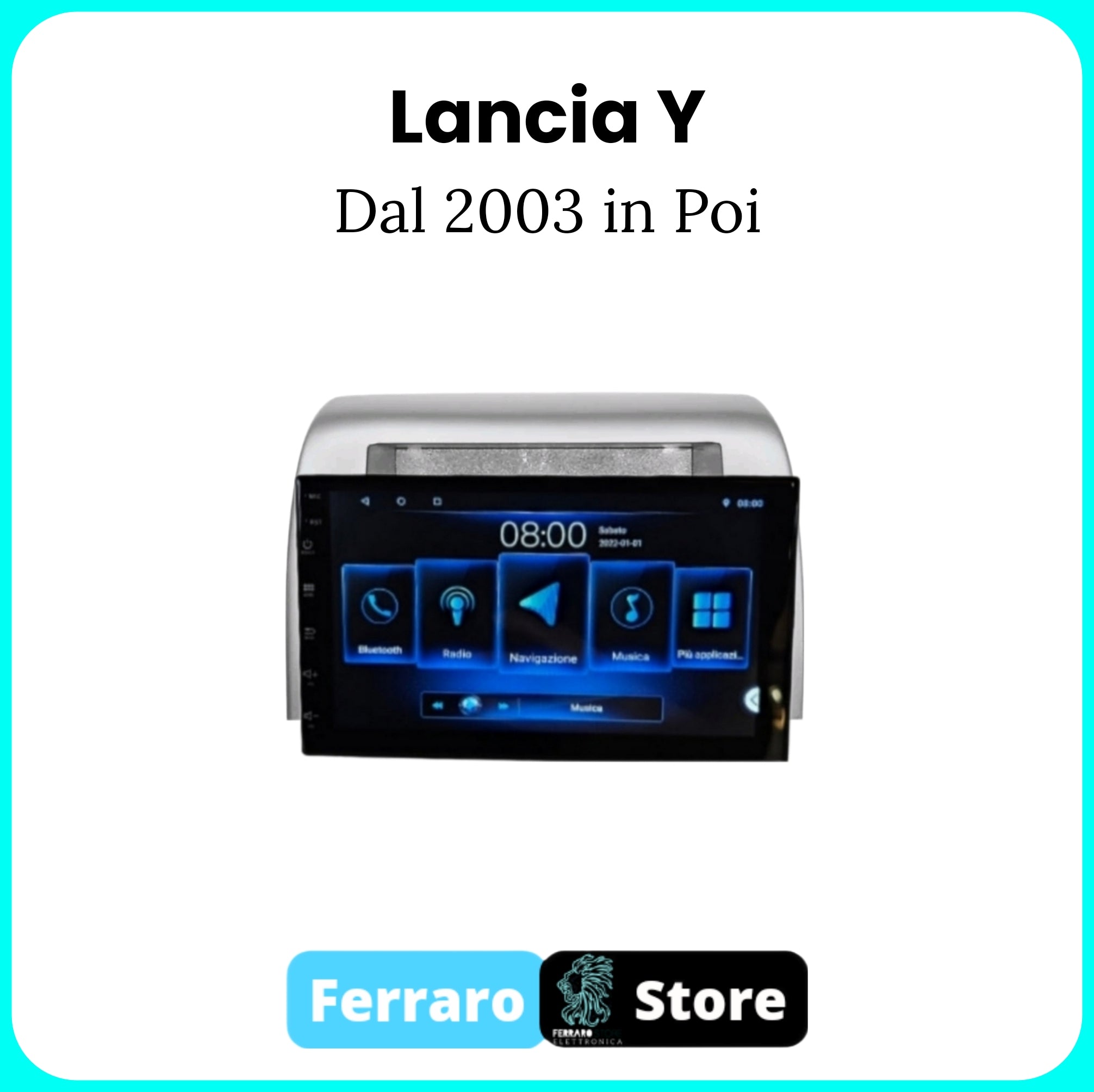 Autoradio per LANCIA Y [Dal 2003 in Poi]- 1Din 7"Pollici, Android, Bluetooth, Radio, GPS, Wifi, Youtube, PlayStore, CarPlay + Android Auto