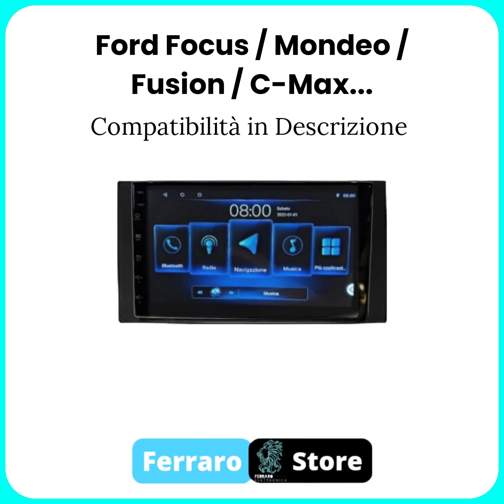 Autoradio per FORD FOCUS / MONDEO / FIESTA / C-MAX / KUGA / GALAXY / FIESTA / TRANSIT CONNECT / S-MAX [2005 - 2012 COMPATIBILITA' IN DESCRIZIONE] - Sistema auto Intelligente, 2Din 7"Pollici, GPS, Navigatore, Wifi