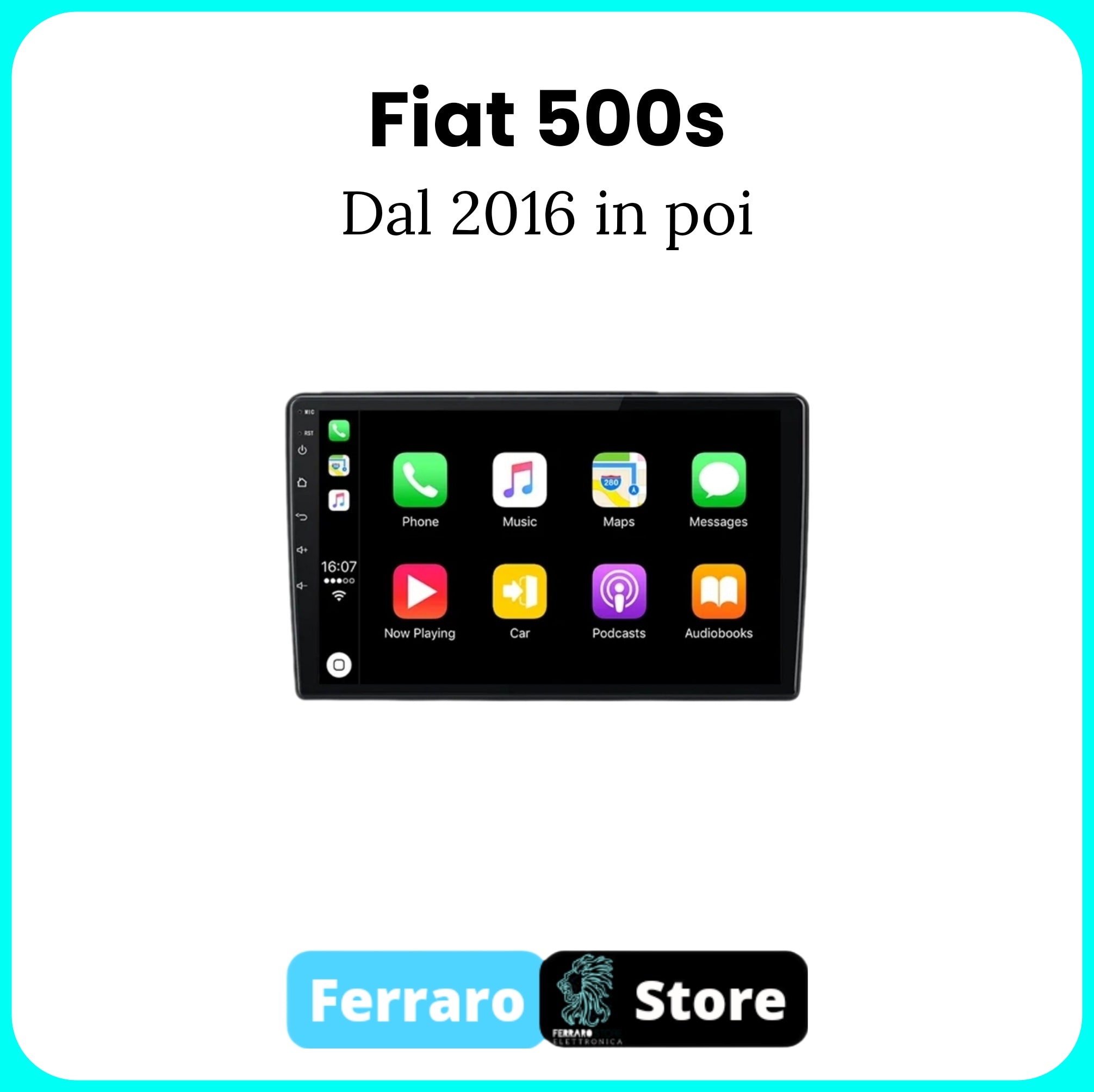 Autoradio per FIAT 500s [2016 in Poi] - Sistema auto Intelligente, 2Din 9"Pollici, GPS, Navigatore, Wifi