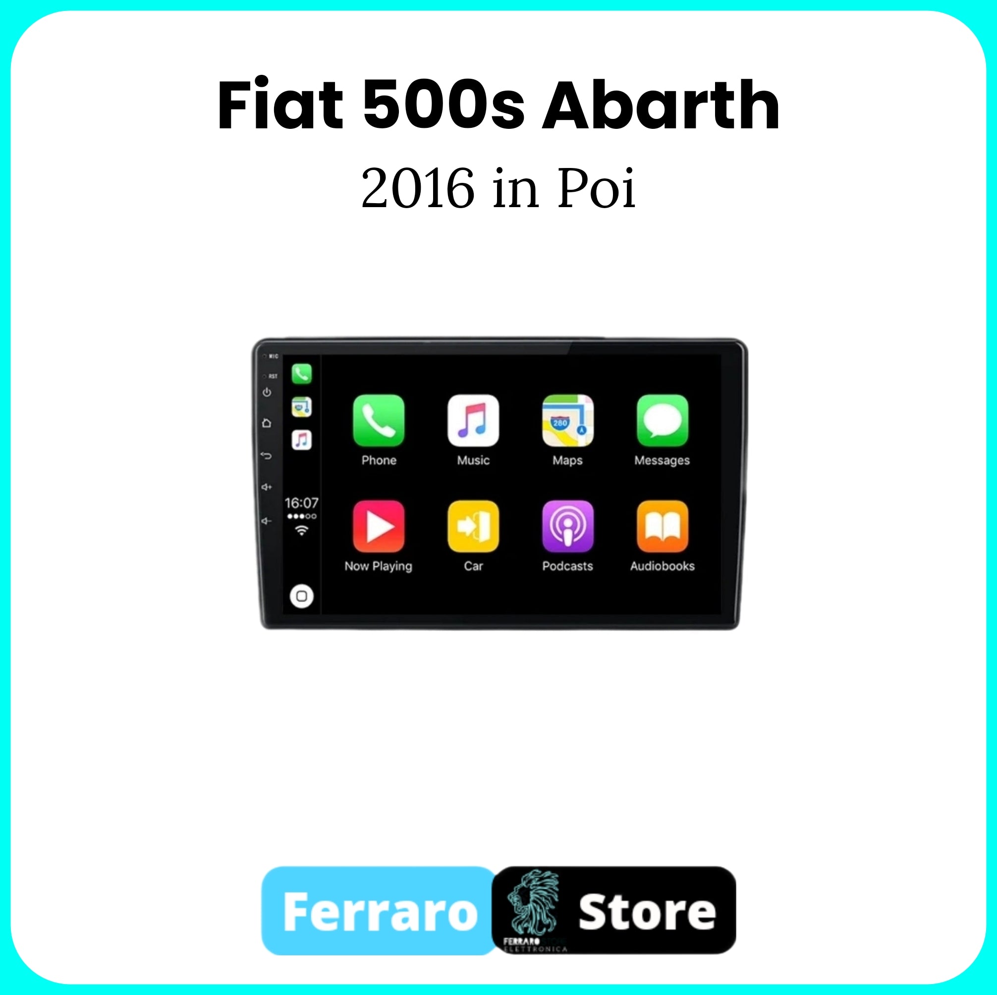 Autoradio per FIAT ABARTH 500s [2016 in Poi] - Sistema auto Intelligente, 2Din 9"Pollici, GPS, Navigatore, Wifi