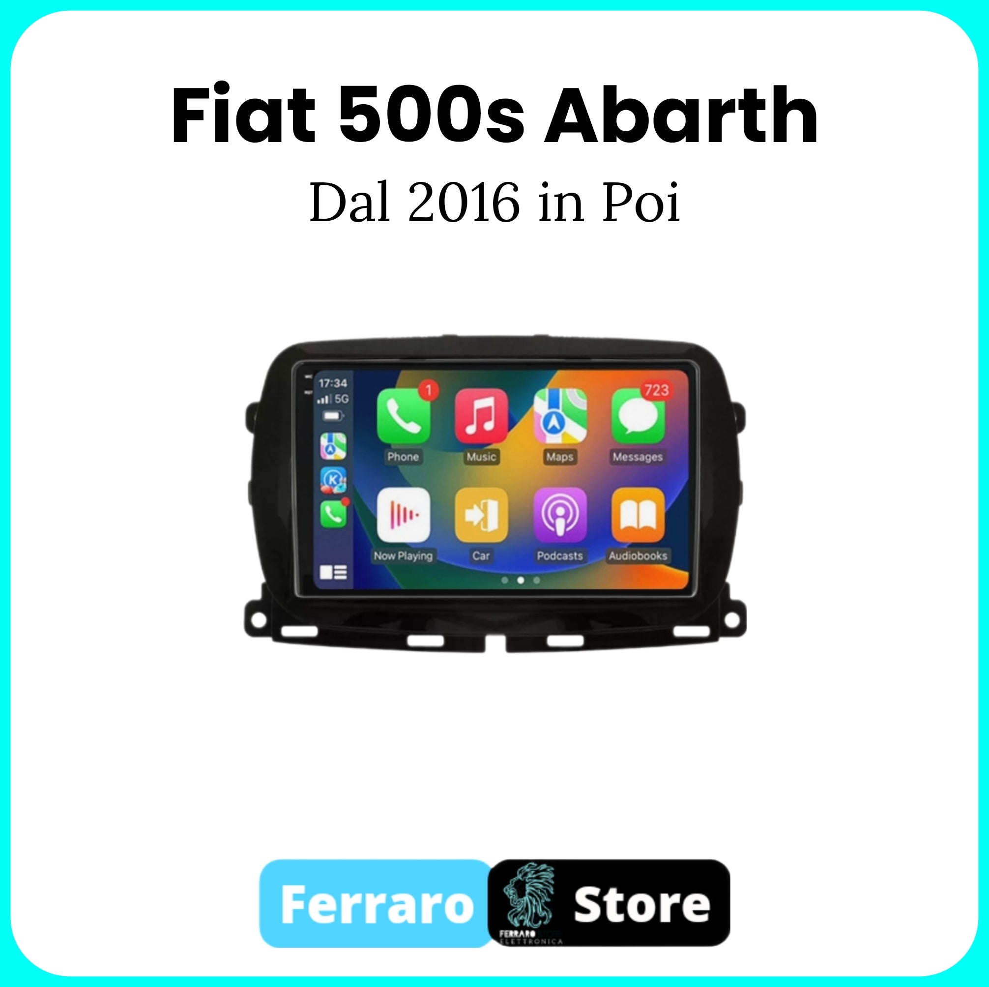 Autoradio per FIAT 500s ABARTH [dal 2016 in poi] - Sistema auto Intelligente, 2Din 7"Pollici, GPS, Navigatore, Wifi.