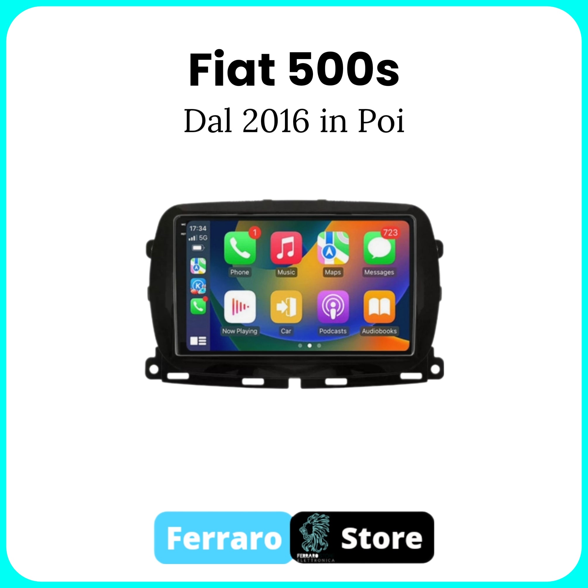 Autoradio per FIAT 500s [2016 in poi] - Sistema auto Intelligente, 2Din 7"Pollici, GPS, Navigatore, Wifi.