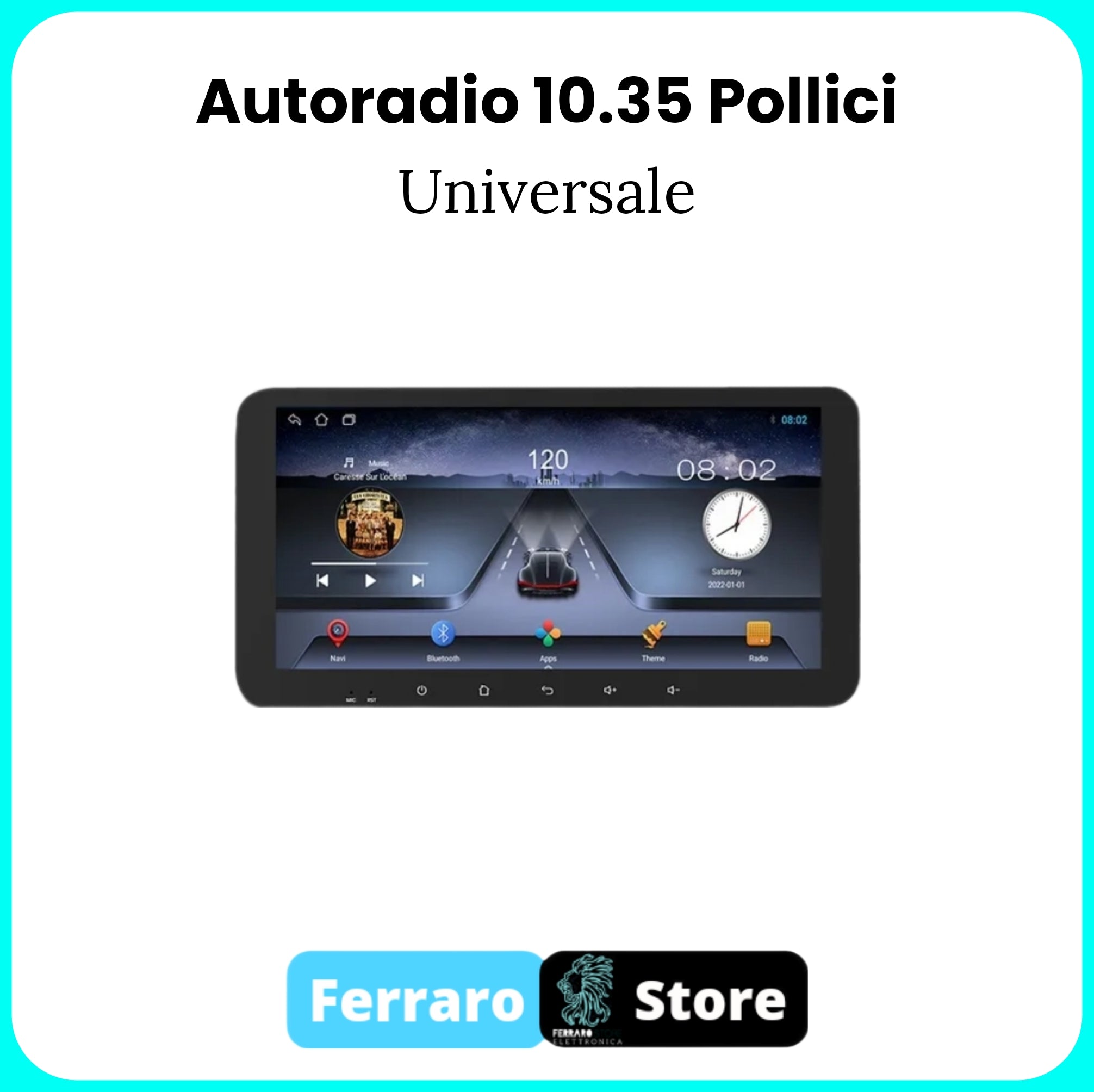 Autoradio Universale [FISSO] - 2Din 10.35"pollici, Bluetooth, Radio, Android, Wifi, GPS, Navigatore, Youtube, PlayStore, CarPlay & Android Auto