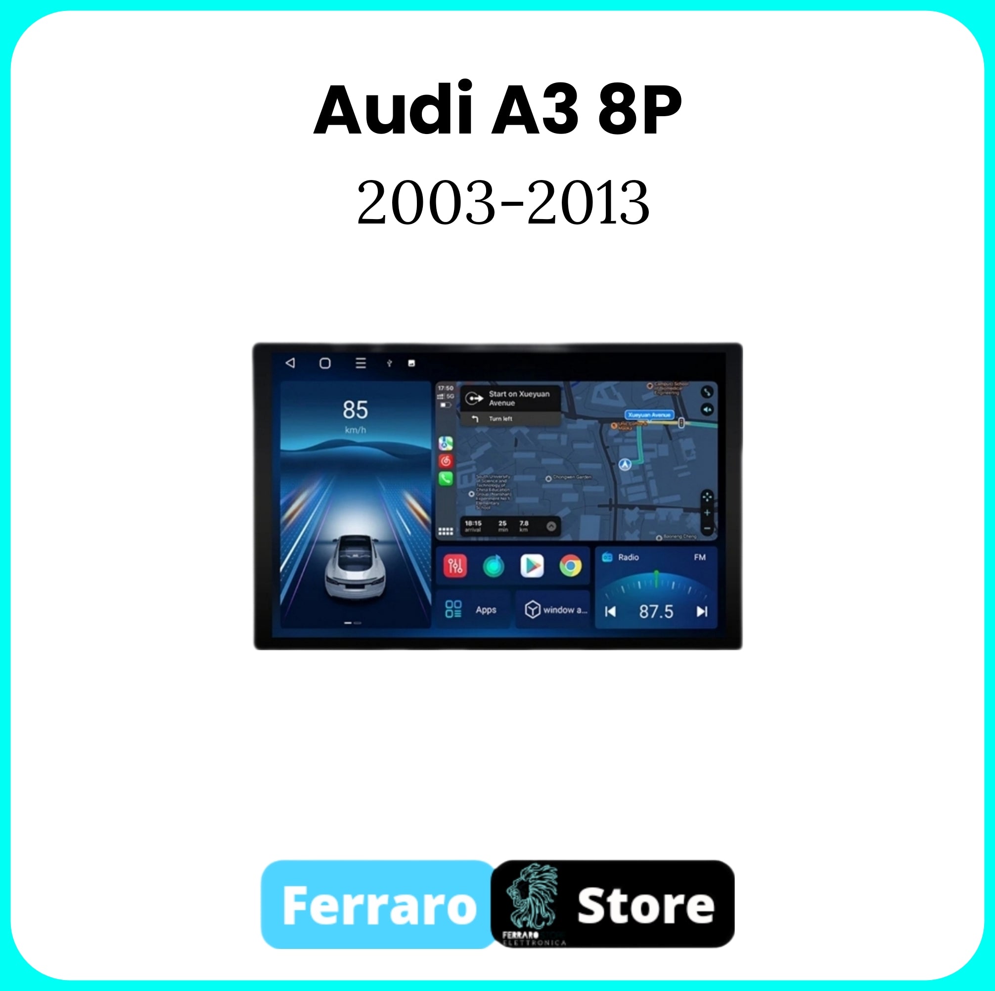 Autoradio per AUDI A3 8P [2003 - 2013] - 2/32GB Ram, Sistema auto Intelligente, 2Din 11.5"Pollici, GPS, Navigatore, Wifi