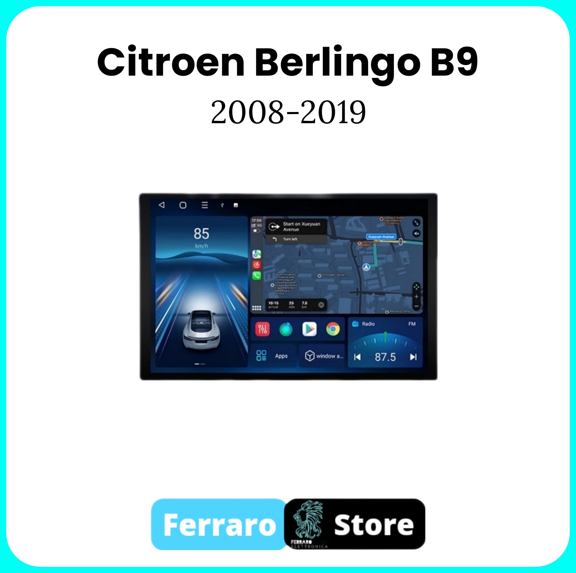 Autoradio per CITROEN BERLINGO B9 [2008 - 2019] - 2/32GB Ram, Sistema auto Intelligente, 2Din 11.5"Pollici, GPS, Navigatore, Wifi