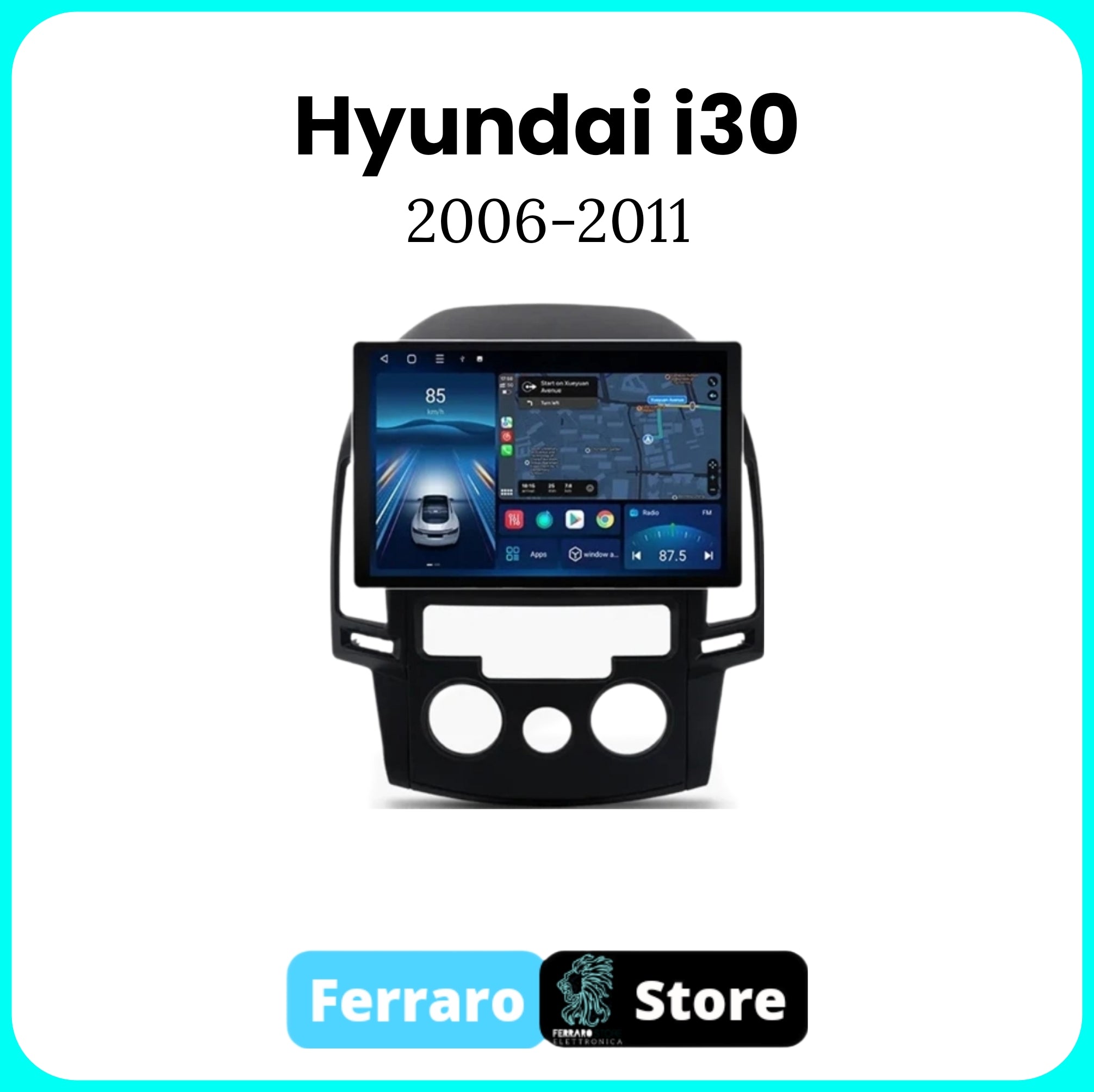 Autoradio per HYUNDAI i30 [2006 - 2011] - 2/32GB Ram, Sistema auto Intelligente, 2Din 11.5"Pollici, GPS, Navigatore, Wifi