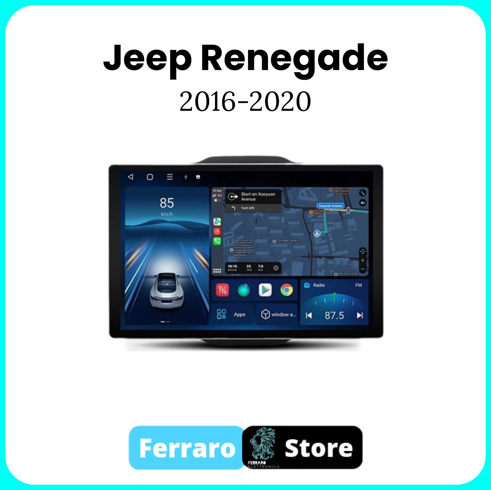Autoradio per JEEP RENEGADE [2016 - 2020] - 2/32GB Ram, Sistema auto Intelligente, 2Din 11.5"Pollici, GPS, Navigatore, Wifi