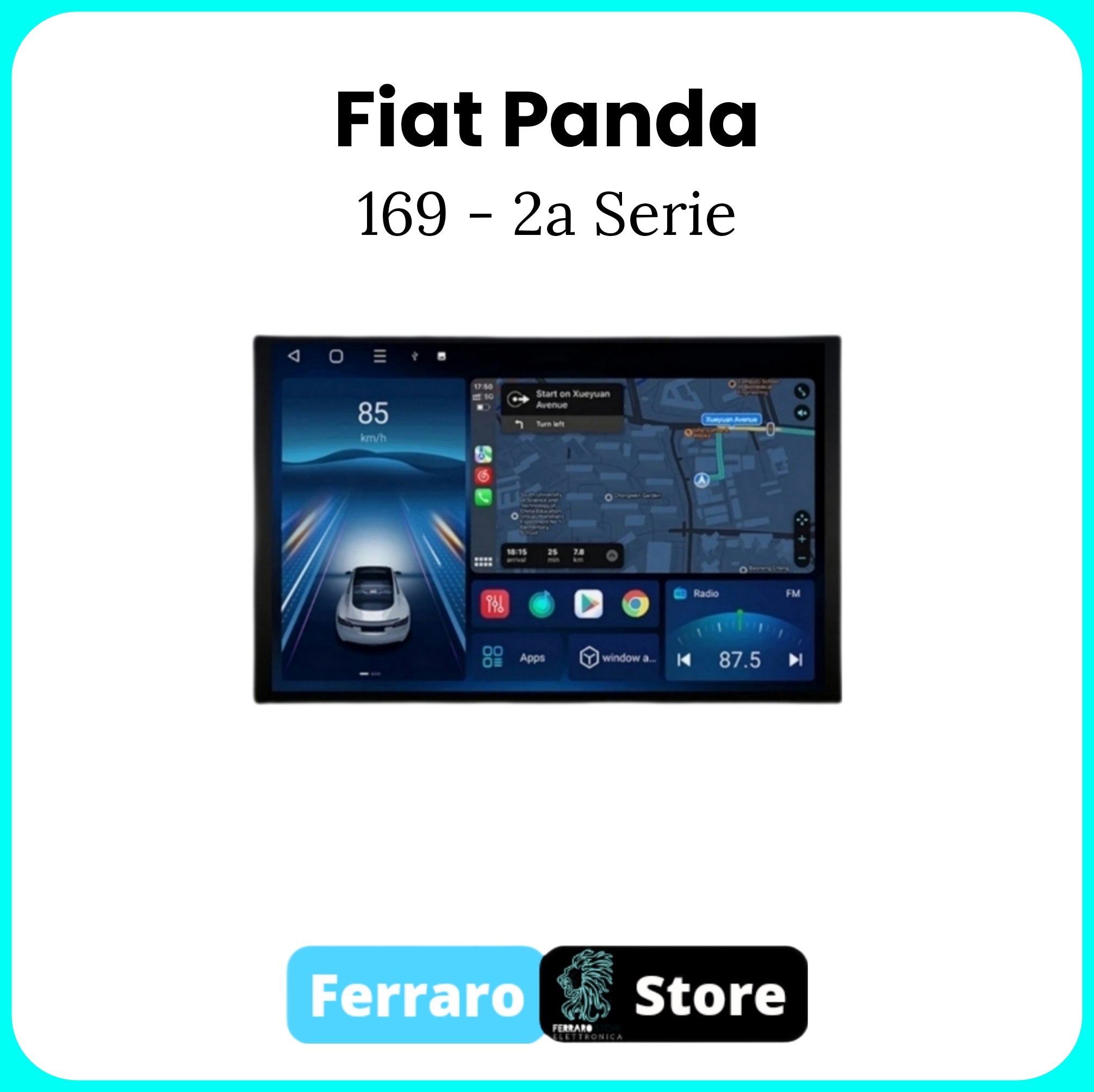 Autoradio per FIAT Panda 2a Serie - 2/32GB Ram, Sistema auto Intelligente, 2Din 11.5"Pollici, GPS, Navigatore, Wifi