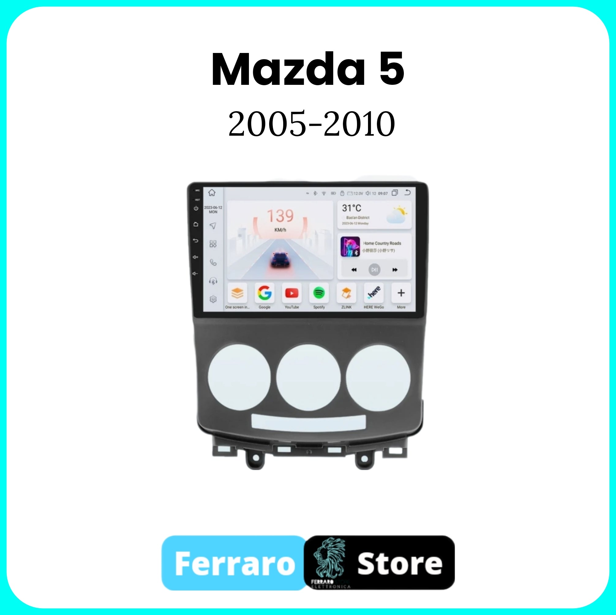 Autoradio per MAZDA 5 [2005 - 2010] - 2GB/4GB Ram, Sistema auto Intelligente, 2Din 9"Pollici, GPS, Navigatore, Wifi