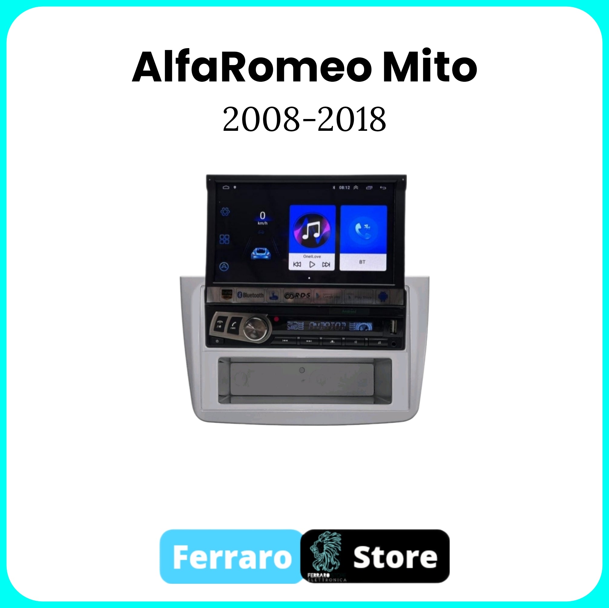 Autoradio per ALFA ROMEO MITO [2008 - 2018] - 1Din 7"Pollici, Android, Motorizzato, GPS, WiFi, Radio, Bluetooth, FM, SWC, PlayStore