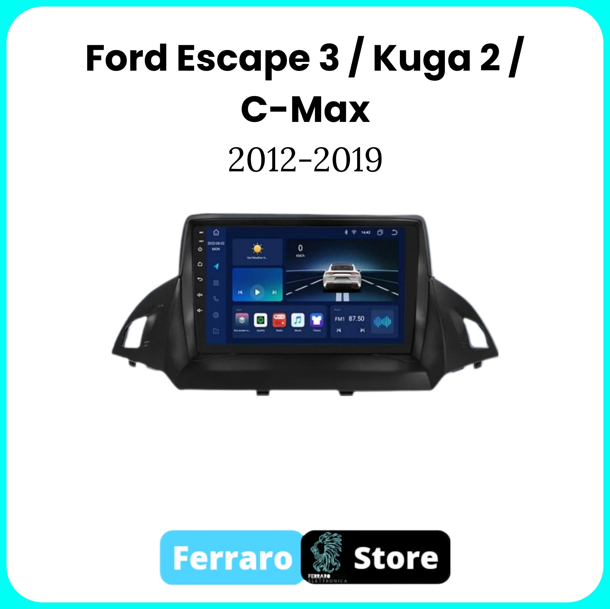 Autoradio per FORD ESCAPE, KUGA 2, C-MAX [2012 - 2019] - Autoradio con Sistema Intelligente, GPS, Navigatore, 2Din 9"Pollici, Wifi