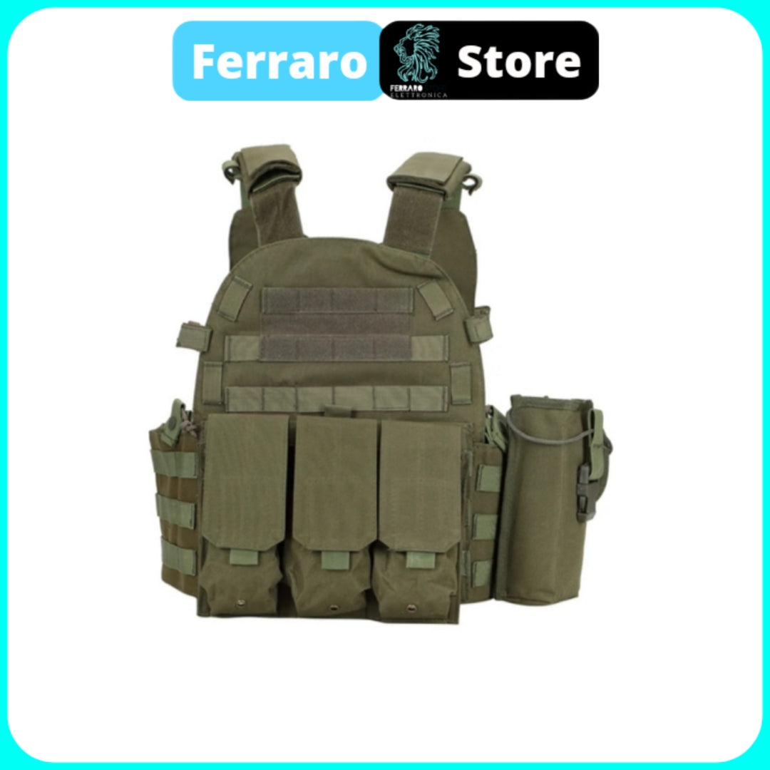 Tactical Vest, highly waterproof, with pockets, Softair, Green