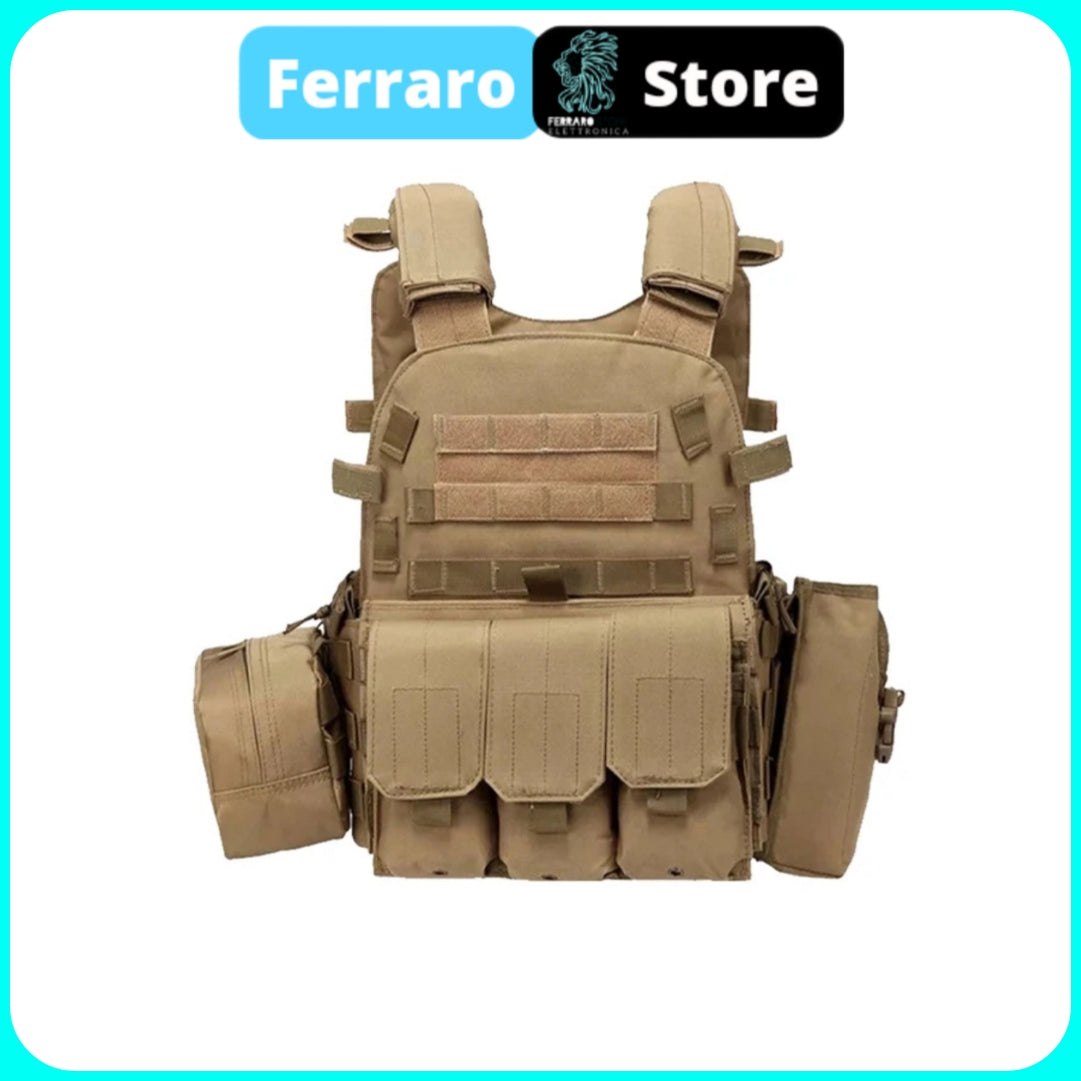 Tactical Vest, highly waterproof, with pockets, Airsoft, Brown