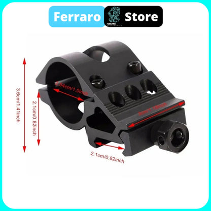 Tactical Mount 25.4mm - Quick Release, Flashlight Offset, Scope Mount 20mm Picatinny Rail 45 degrees, Airsoft