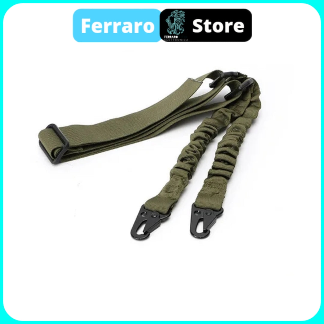 Tactical Support - 2 Point Sling Rifle Shoulder Strap, Quick Release Hook Metal Buckle, Softair AK M4, Green