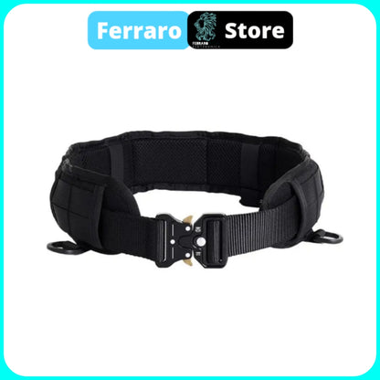 Cintura Tattica - Softair, Cintura Nylon con fibbia multifunzione, tela sportiva, Nero