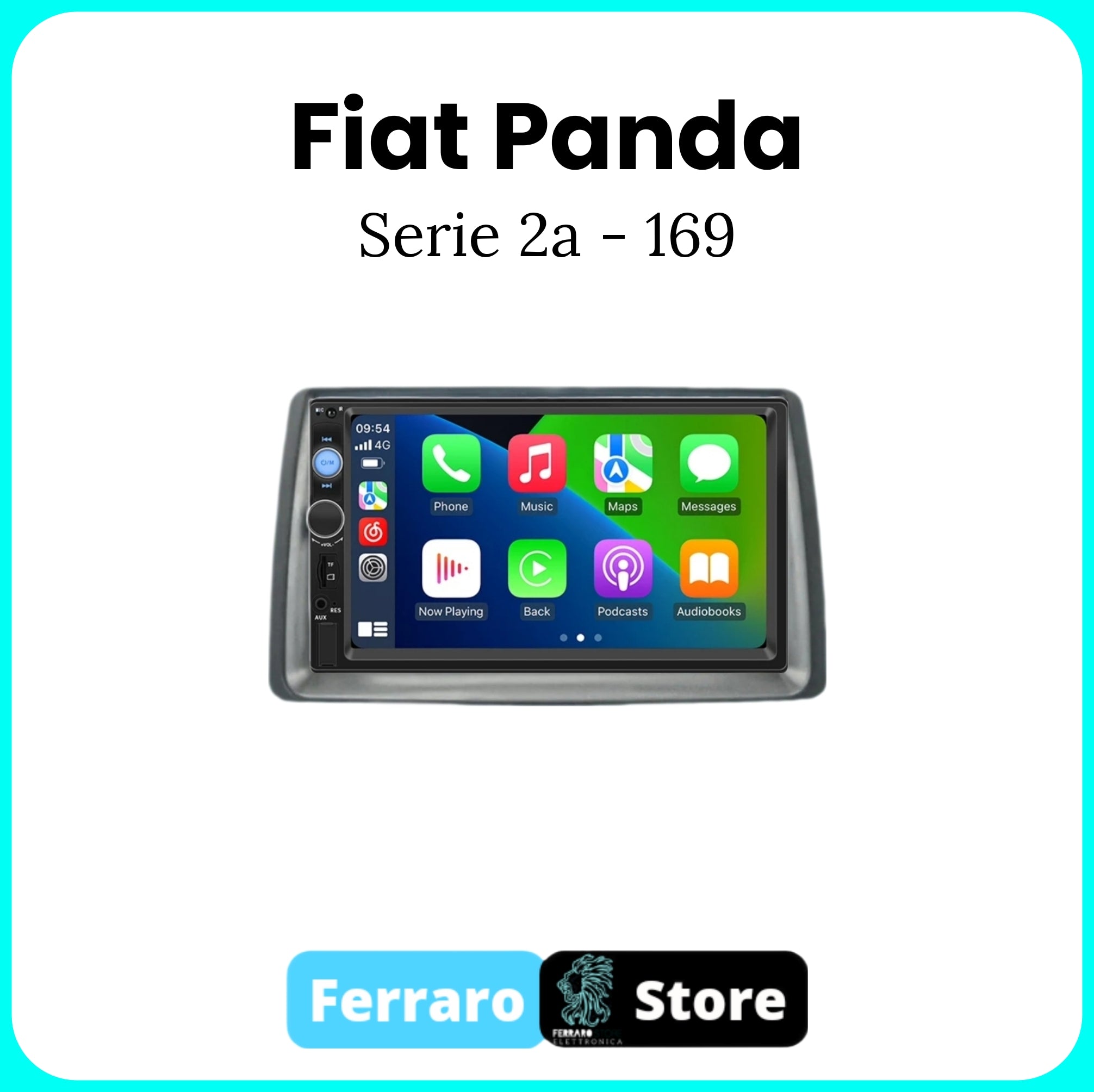 Autoradio per FIAT Panda 2a Serie - 2Din 7"Pollici, Bluetooth, Radio, Touch, USB, SD, Carplay e Android Auto Cablato
