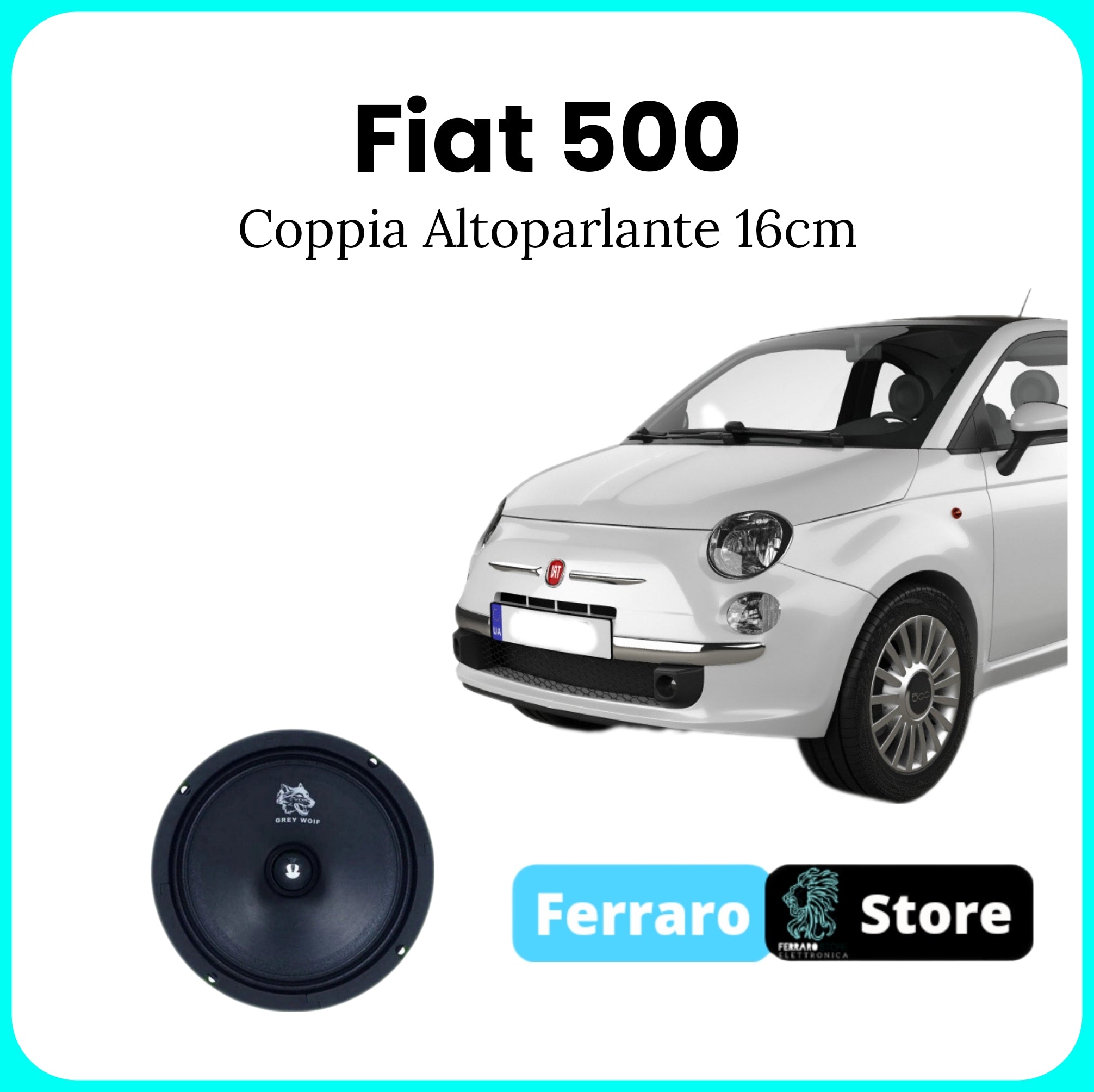 Kit 2 Casse per Fiat 500s [2007-2015] - 16cm, Altoparlanti 600w