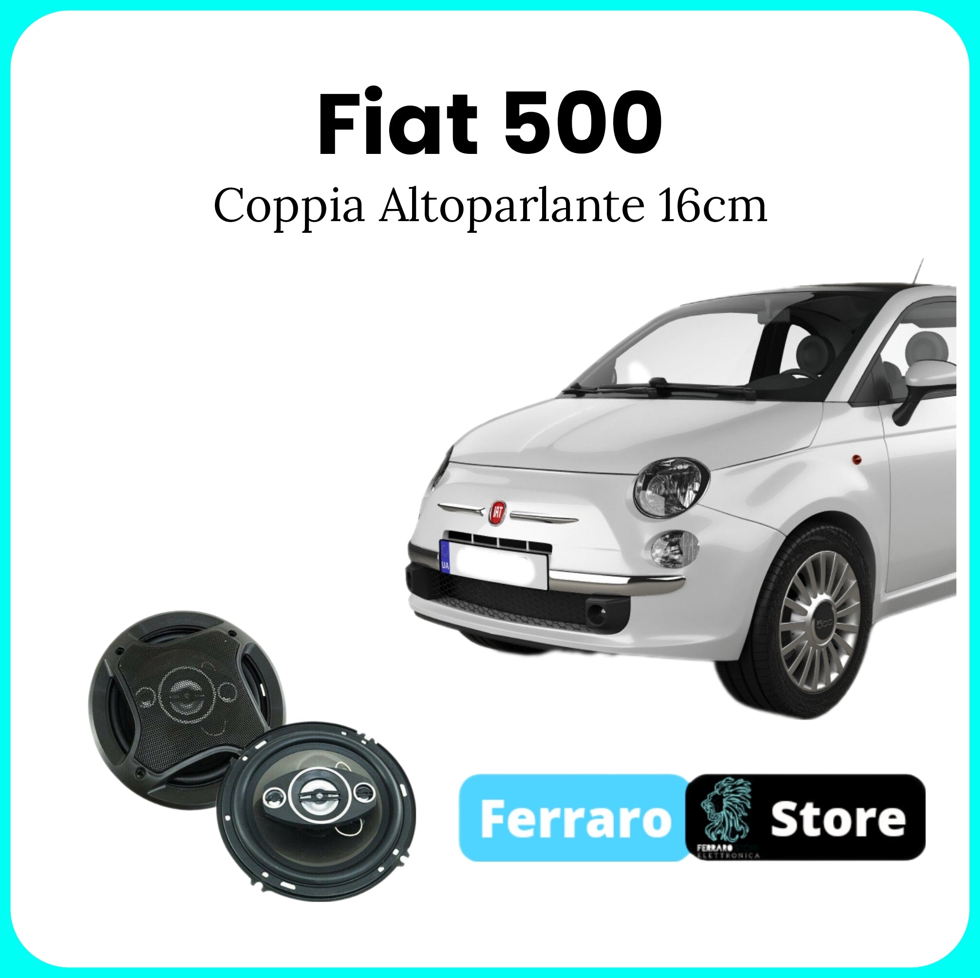 Kit 2 Casse per Fiat 500s [2007-2015] - Altoparlanti 16cm, Max 500w