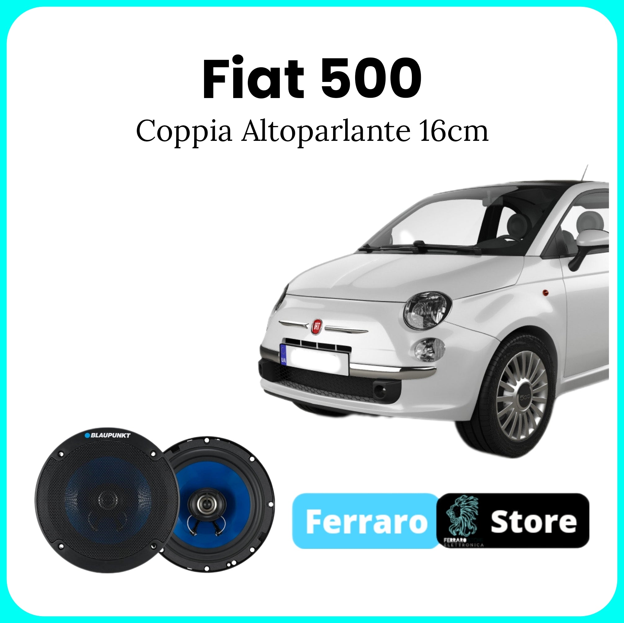 Kit 2 Casse per Fiat 500s [2007-2015] - Blaupunk, 2 Vie, Coassiali 5.2 16cm, 250w