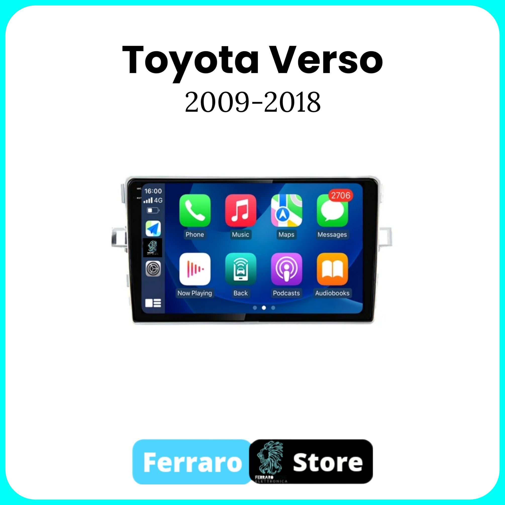 Autoradio per Toyota Verso [2009 - 2018]  - 2GB/4GB/6GB/8GB Sistema auto Intelligente, 2Din 9"Pollici, GPS, Navigatore, Wifi