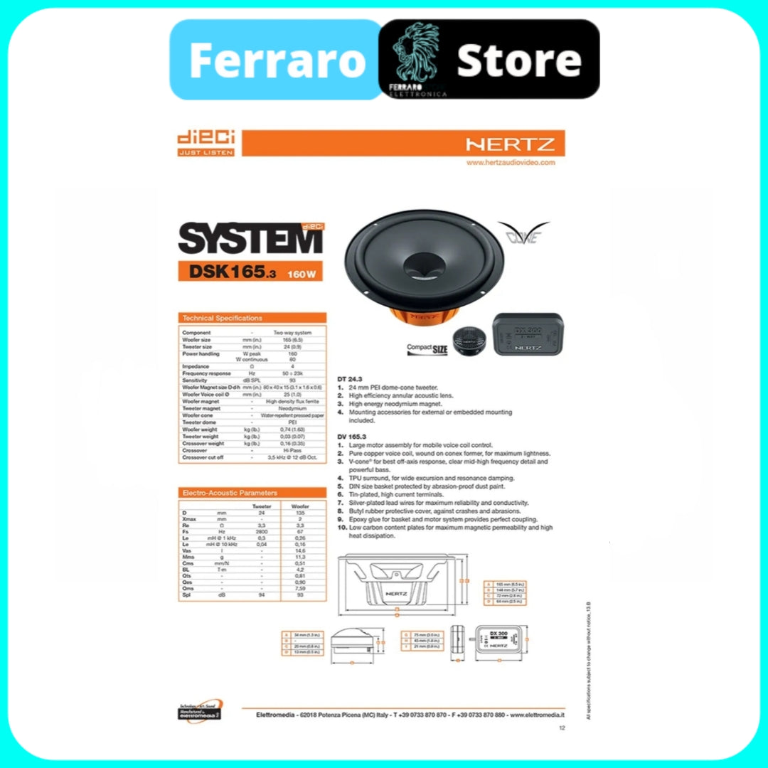 Kit 6 Casse per Fiat 500L [Dal 2012>] - Altoparlanti, Hertz Dieci, Anteriori/Posteriori