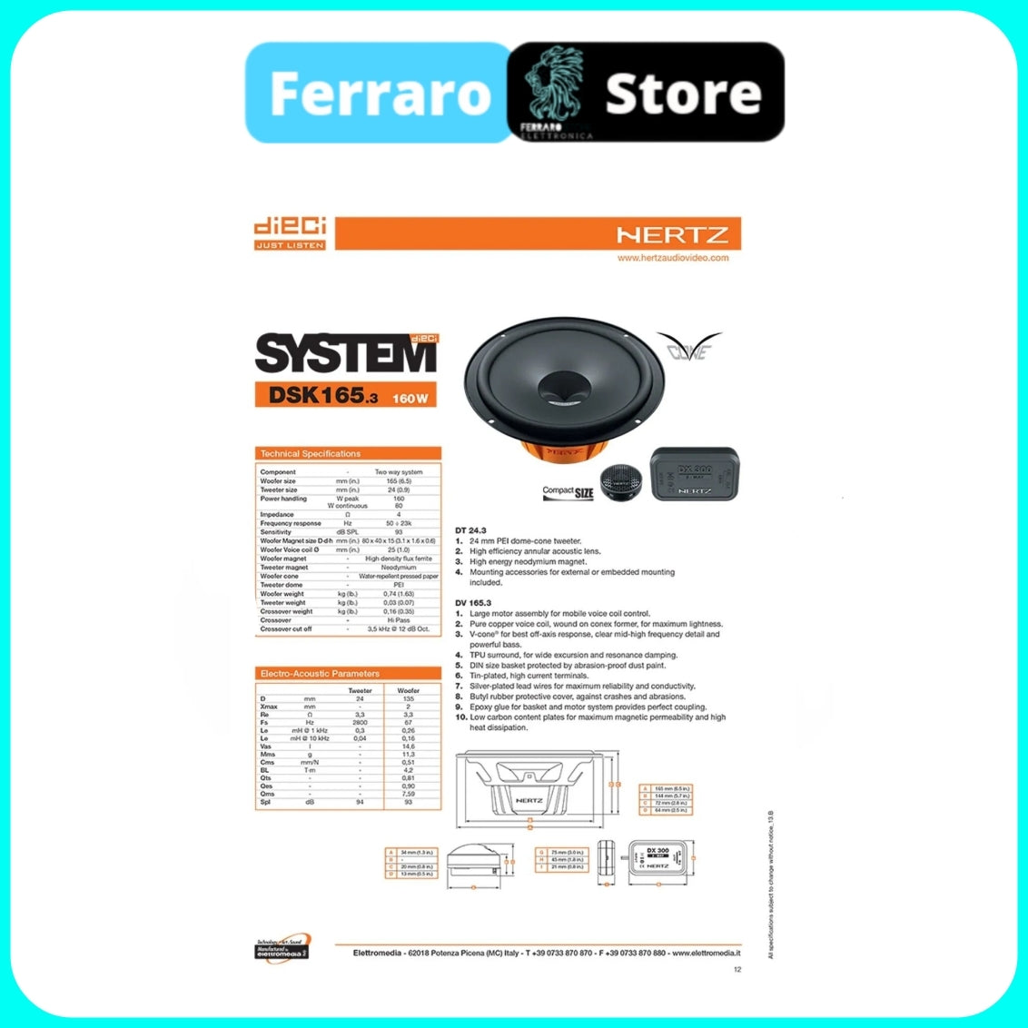 Kit 6 Casse per Ford C-Max [2003-2010] - Altoparlanti, Hertz Dieci, Anteriori/Posteriori