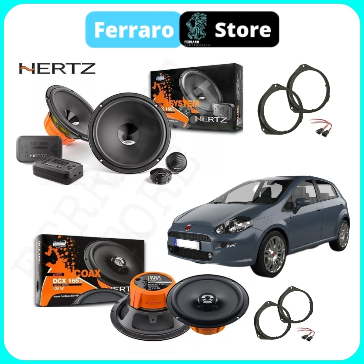 Kit 6 Casse per Fiat Grande Punto - Altoparlanti, Hertz Dieci, Anteriori/Posteriori