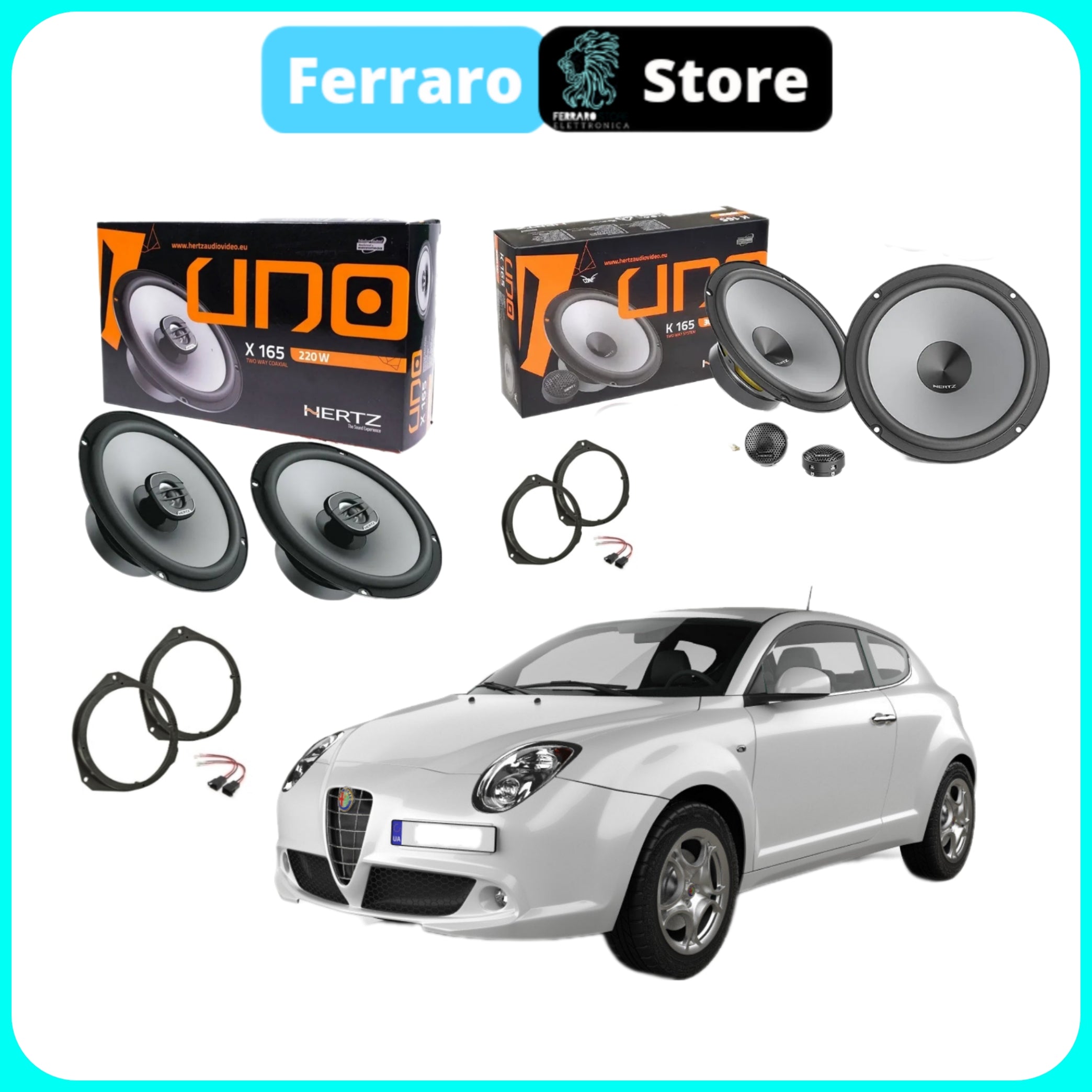 Kit 6 Casse per Alfaromeo Mito [Dal 2008>] - Altoparlanti, Hertz Dieci, Anteriori/Posteriori