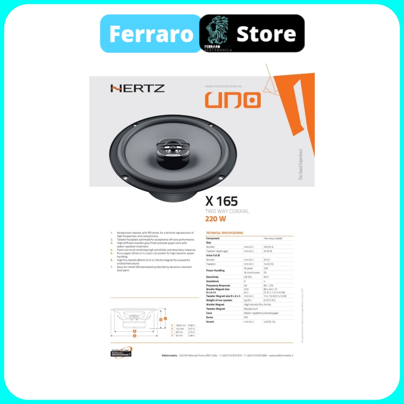 Kit 6 Casse per Audi A4 B6 [2001-2008] - Altoparlanti, Hertz Dieci, Anteriori/Posteriori