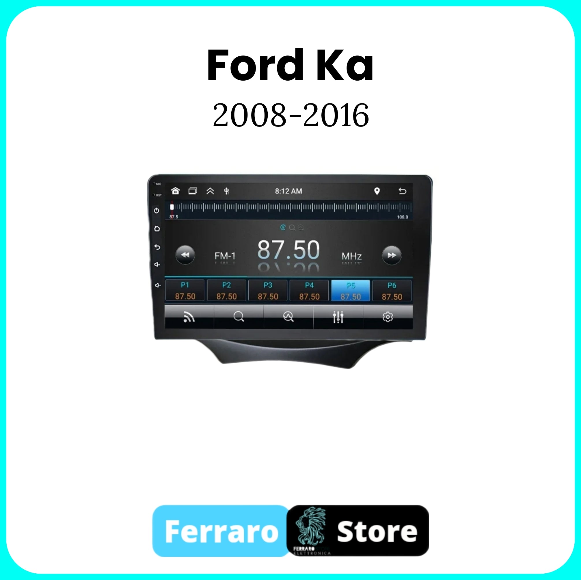 Autoradio per Ford Ka [2008-2016] - 2/32GB, 1Din 9"Pollici, Bluetooth, Radio, Android, PlayStore, Youtube, Navigatore