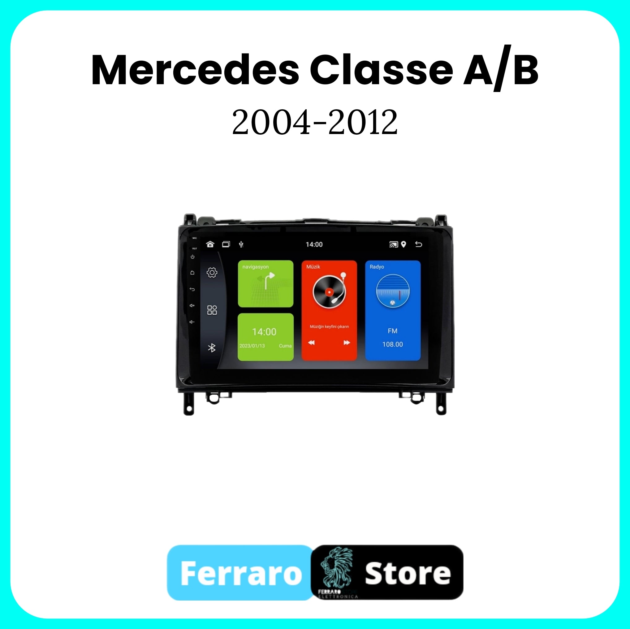 Autoradio per Mercedes Classe A/B [2004-2012] - 2GB/4GB/6GB/8GB Sistema auto Intelligente, 2Din 9"Pollici, GPS, Navigatore, Wifi
