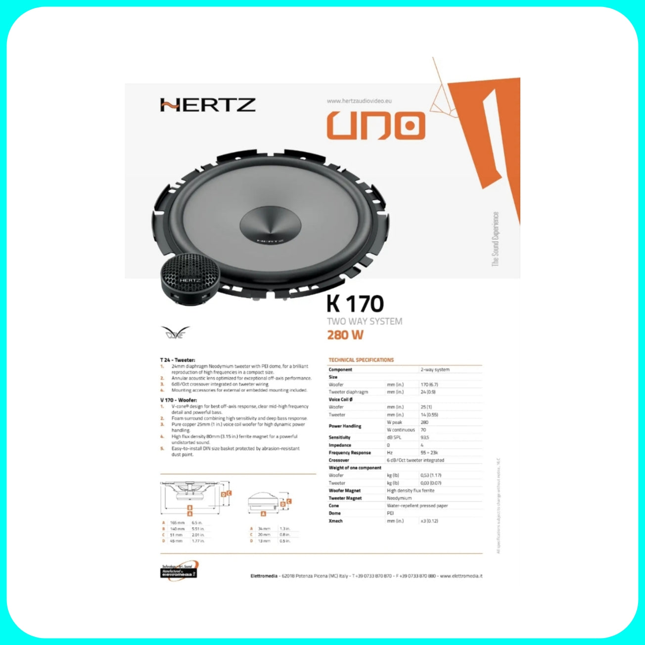 Kit 8 Casse per Fiat Grande Punto - Altoparlanti, Hertz Dieci, Anteriori/Posteriori