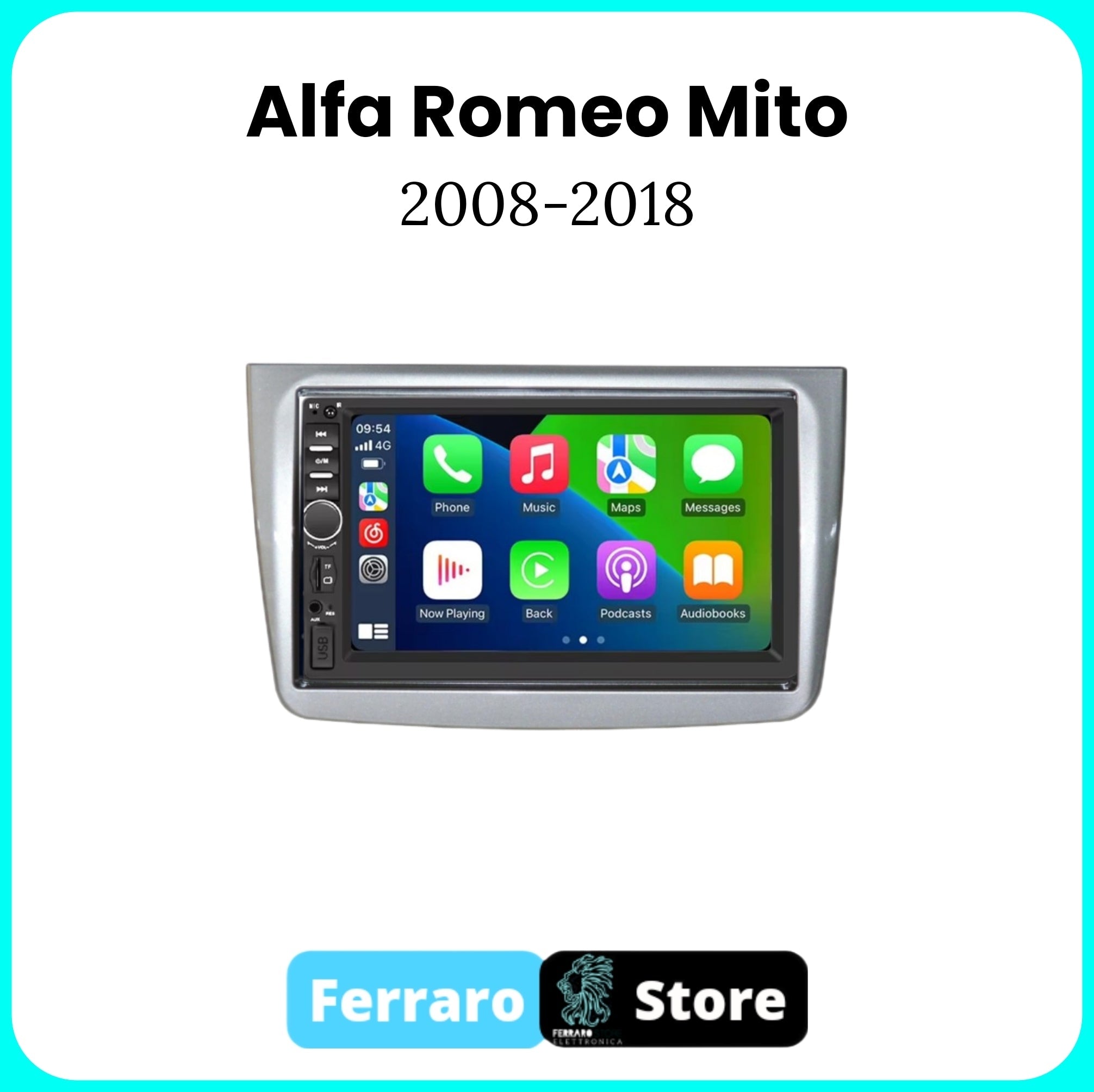 Autoradio per Alfaromeo Mito [2008-2018] - 2Din 7"Pollici, Bluetooth, Radio, Touch, USB, SD, Carplay e Android Auto Cablato