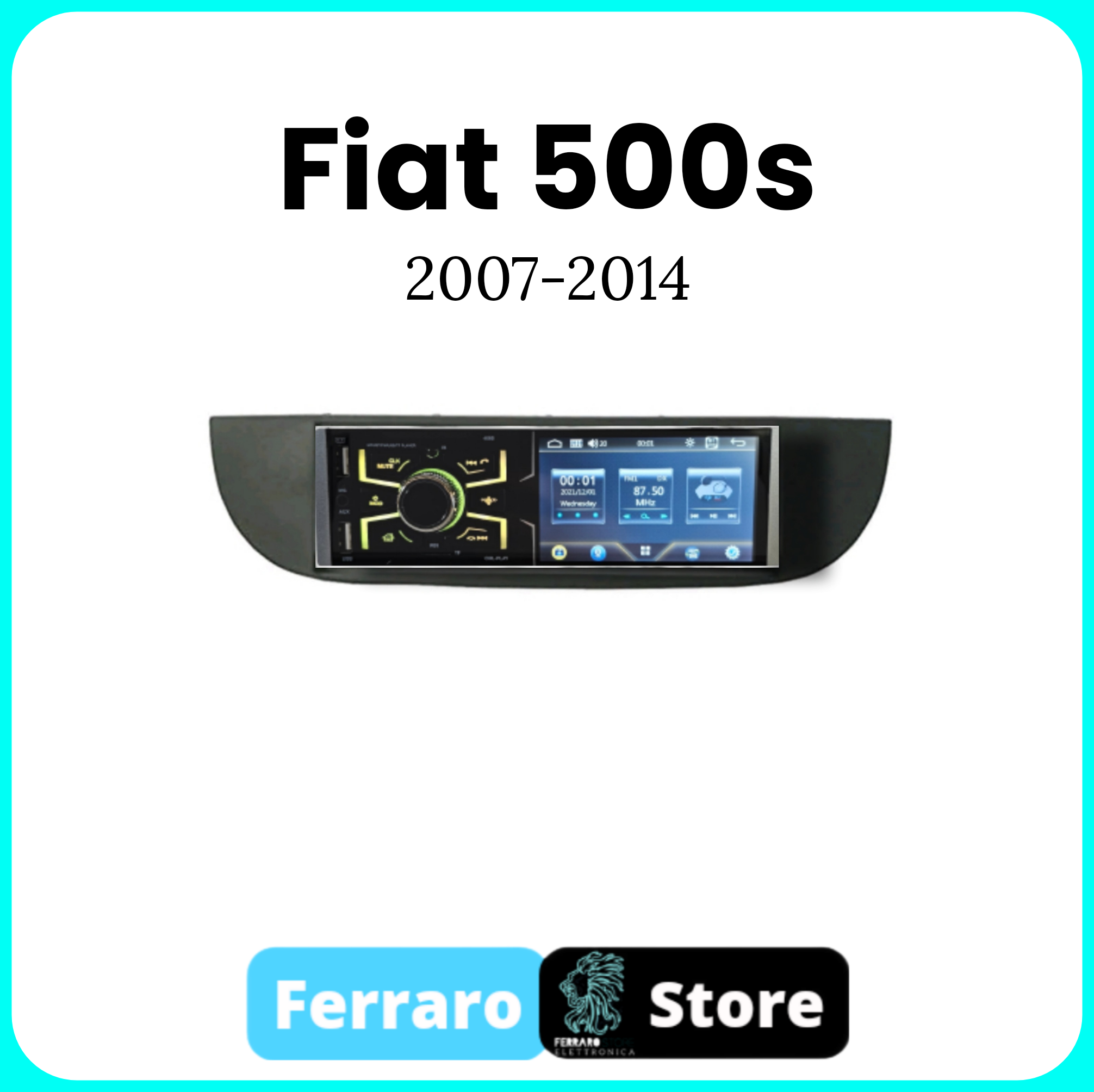 Car Radio for FIAT 500s [2007 - 2014] - 1Din 4" Inch, Bluetooth, Radio, AUX, USB.