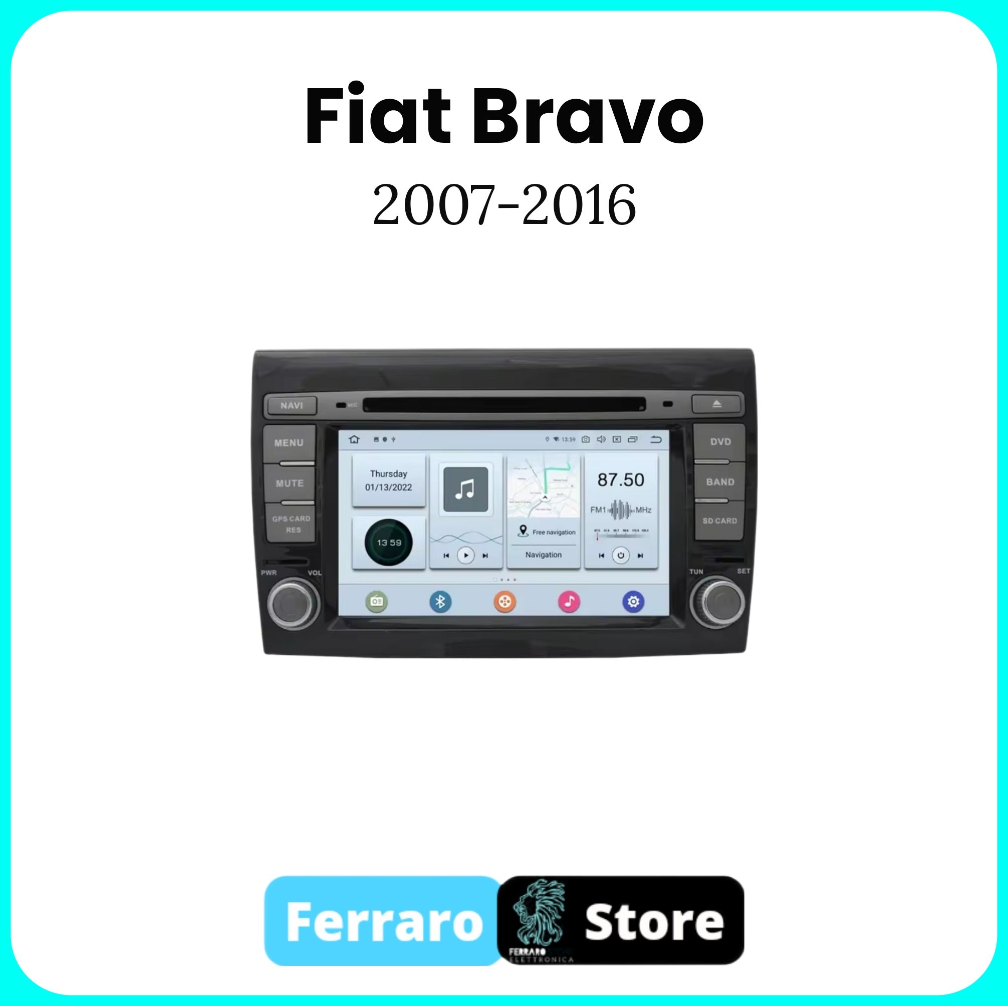 Autoradio per Fiat Bravo [2007-2016] - 4GB/6GB, Sistema auto Intelligente, 2Din 7"Pollici, GPS, Navigatore, CarPlay & Android Auto