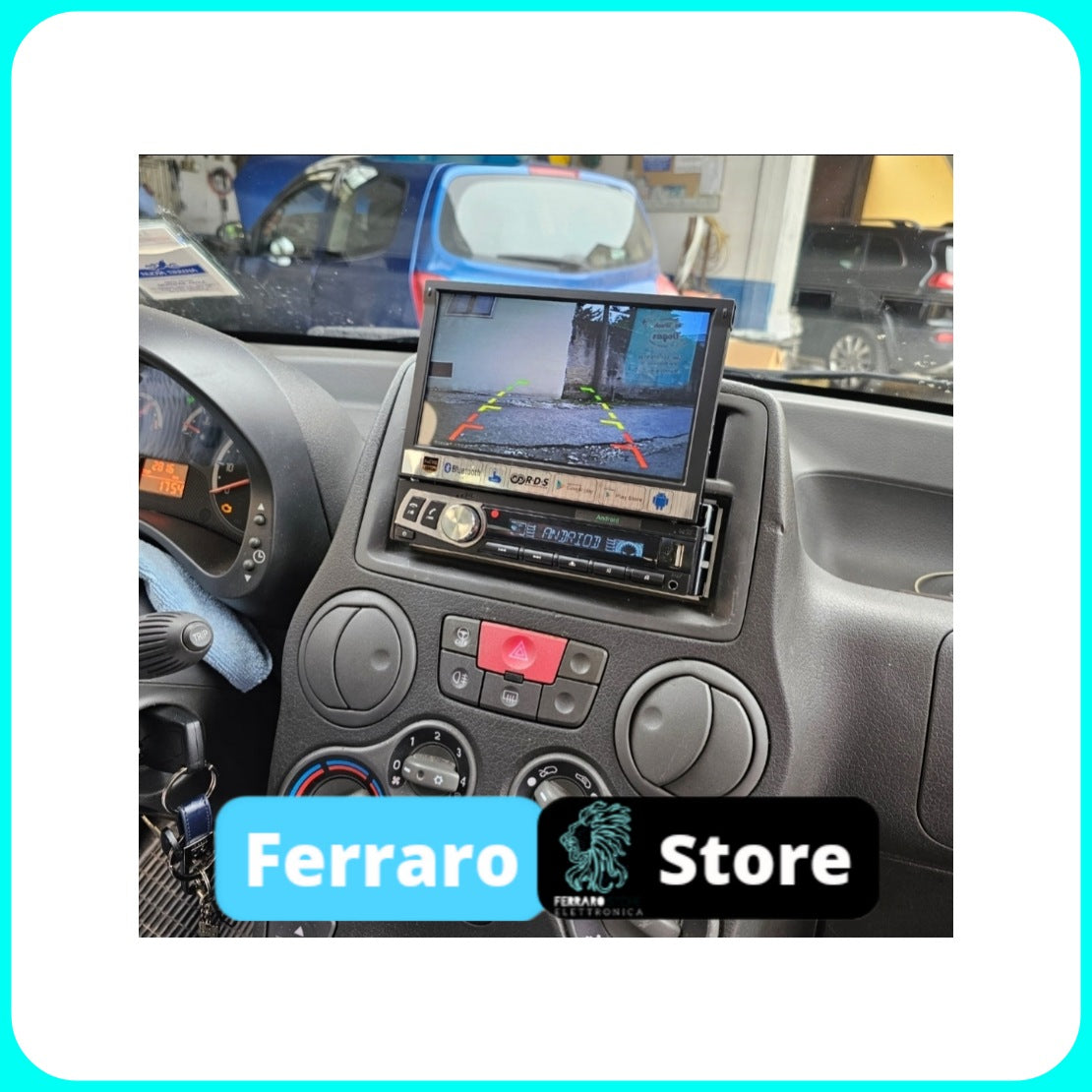 Car Radio for FIAT Panda 2nd Series [ANDROID] - 1Din 7"Inch, Android, Motorized, GPS, WiFi, Radio, Bluetooth, FM, SWC, PlayStore