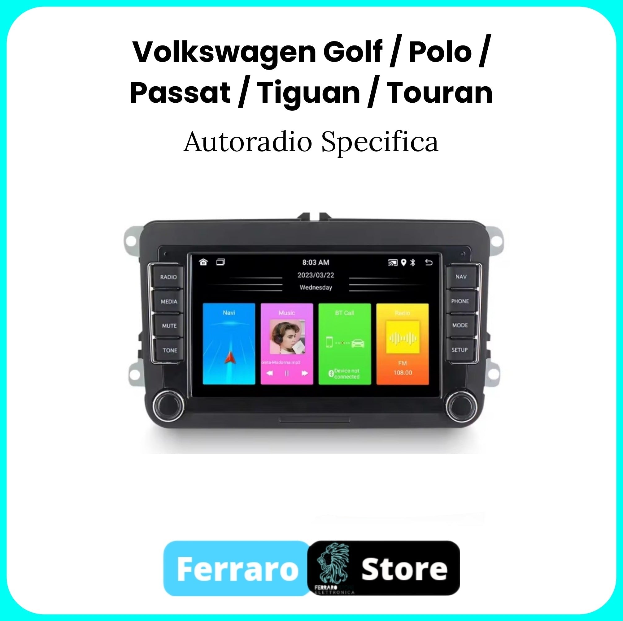 Autoradio per Volkswagen [Foto Compatibilità] - 2GB/4GB/6GB, 2Din 7"Pollici, Bluetooth, Navigatore, Radio RDS, Touch, USB, Wifi