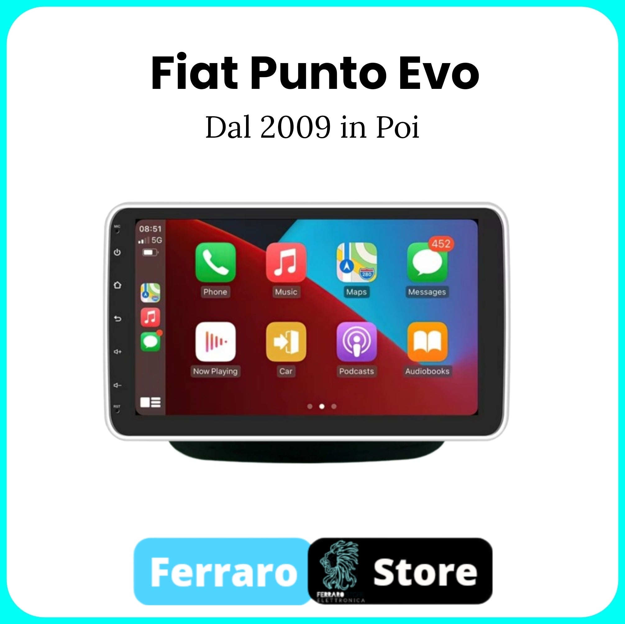 Car Radio for Fiat PUNTO EVO [2009 onwards] - 1Din 10"Inch Android, GPS, Bluetooth, Radio, Navigator, Wifi, PlayStore