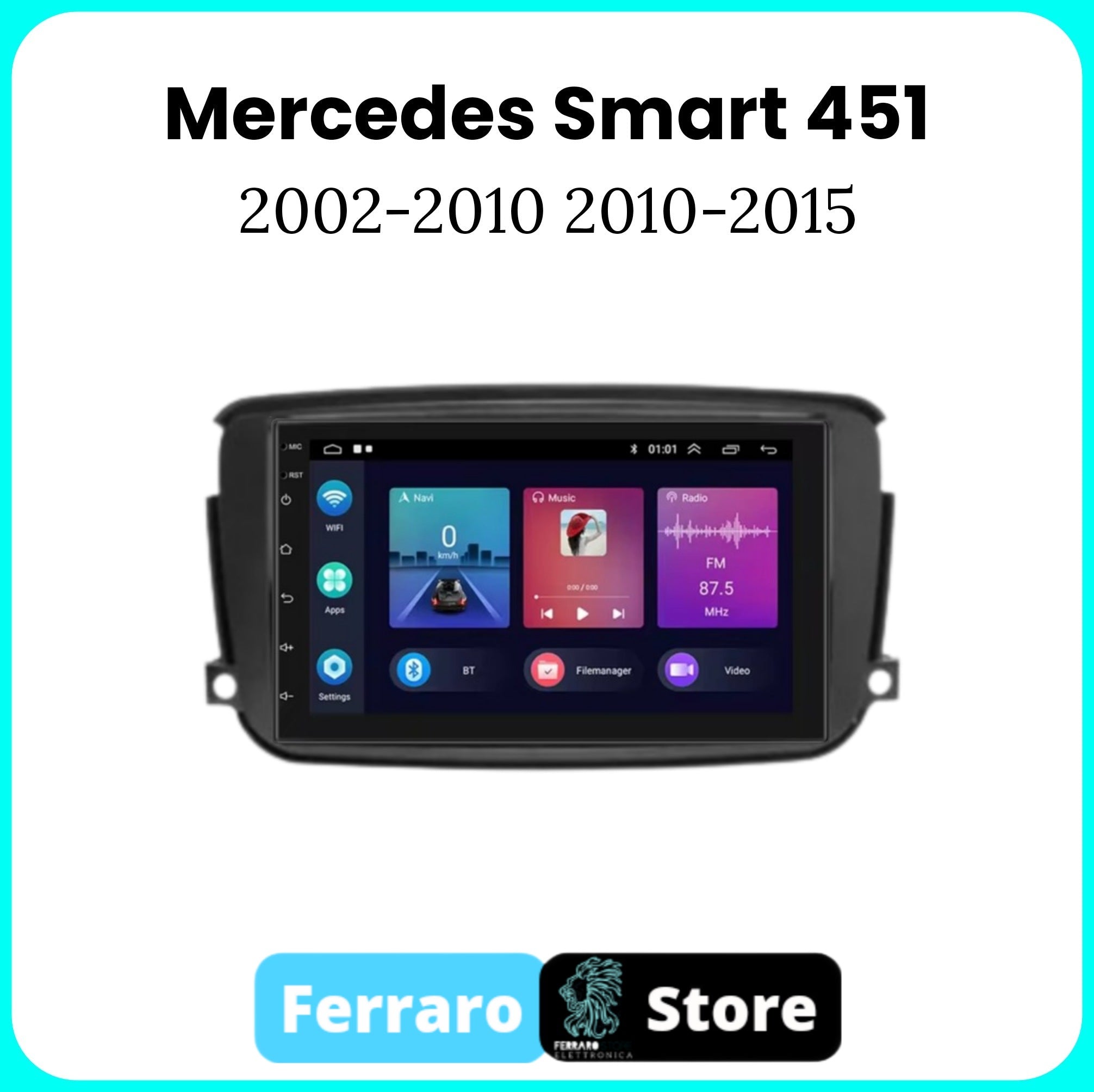 Autoradio per Smart 451 7" | 2002-2015 | Android | Bluetooth | CarPlay | Android Auto | 2GB/4GB/6GB Ram