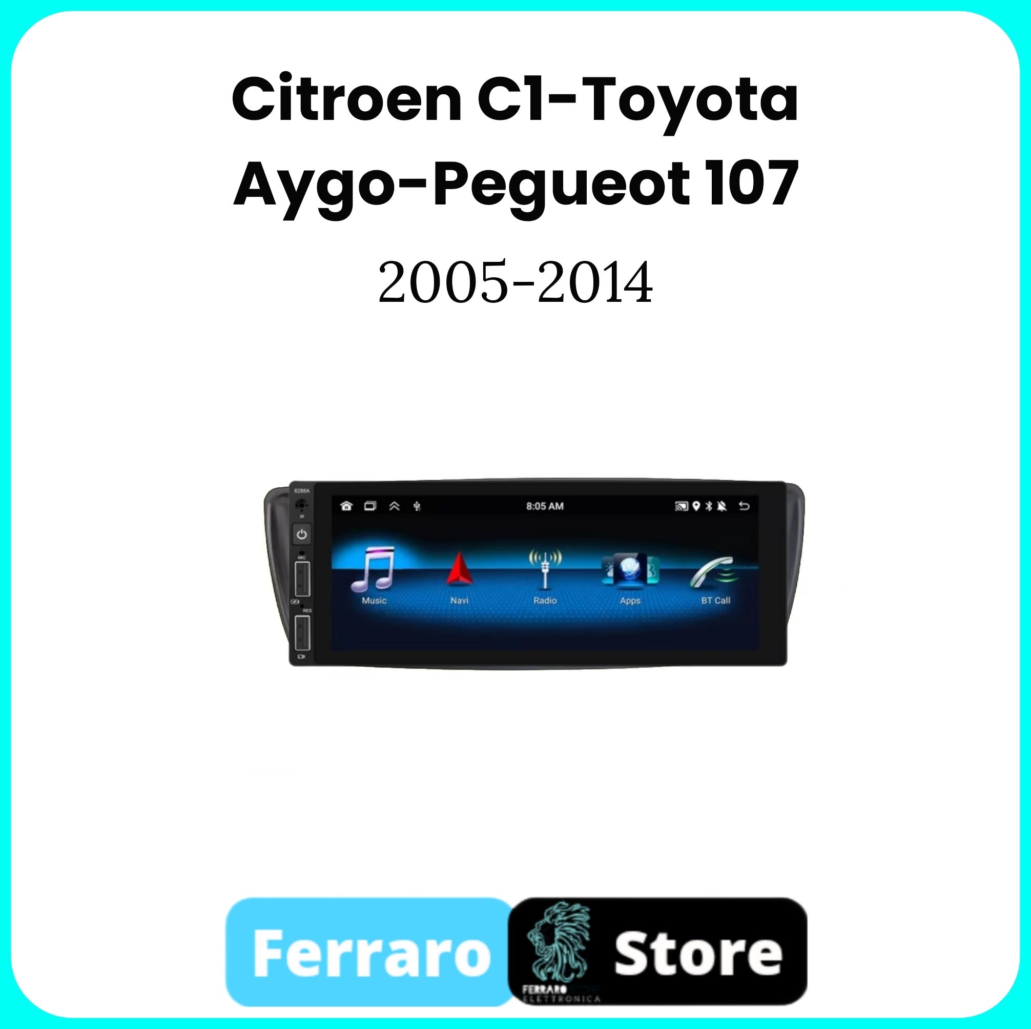 Autoradio per Citroen C1 6.9" | Toyota Aygo | Peugeot 107 | 2005-2014 | Android | Bluetooth | CarPlay | Android Auto | 2/32GB Ram