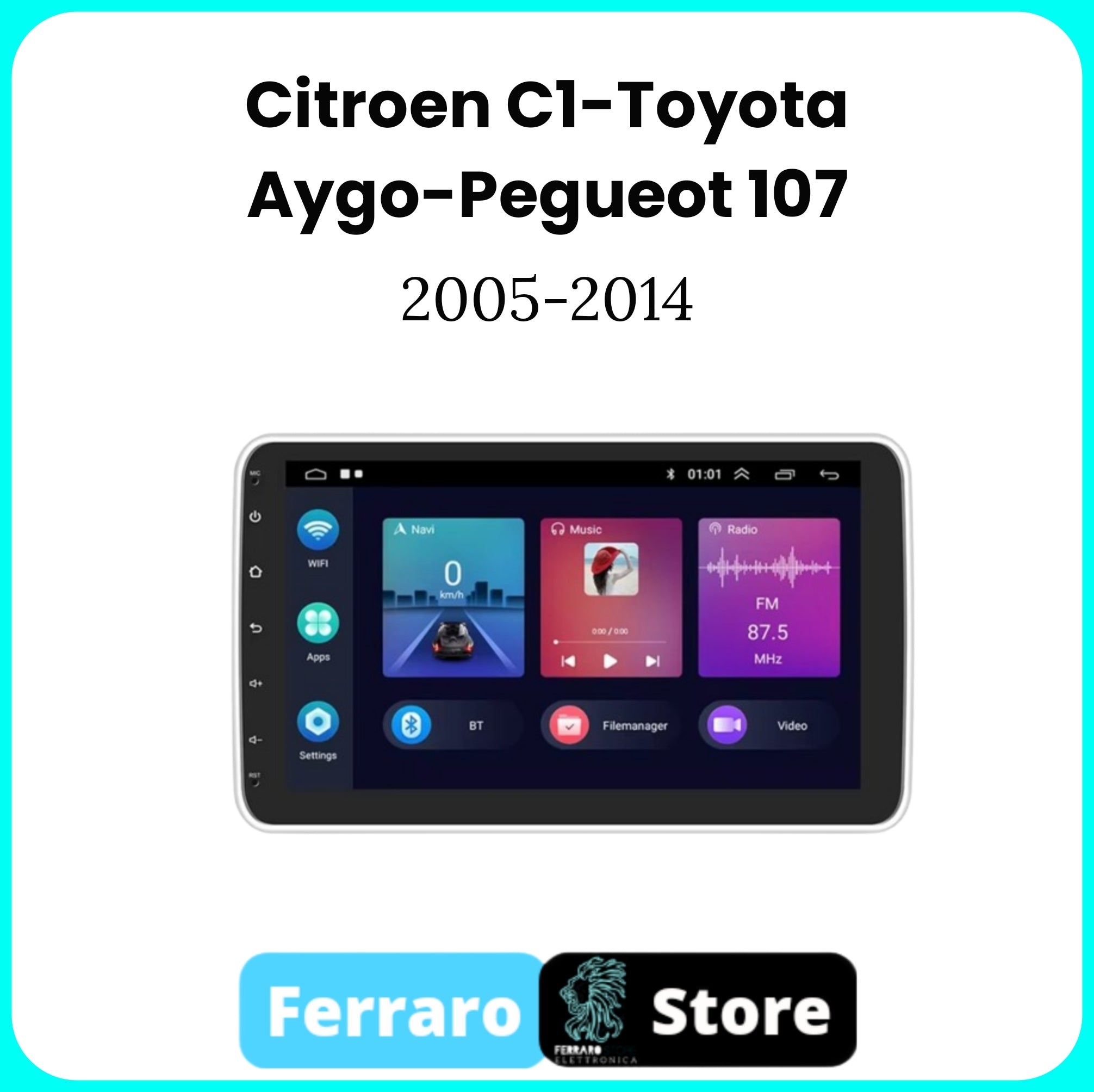 Autoradio per Citroen C1 10" | Toyota Aygo | Peugeot 107 | 2005-2014 | Android | Bluetooth | CarPlay | Android Auto | 2GB/6GB/8GB Ram