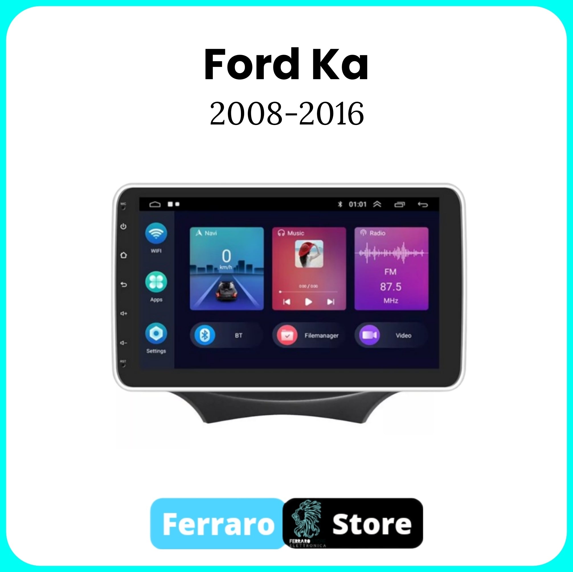 Autoradio per Ford Ka [2008 - 2016] - 2GB/6GB/8GB, Sistema auto Intelligente, 1Din 10"Pollici, GPS, Navigatore, Wifi, PlayStore