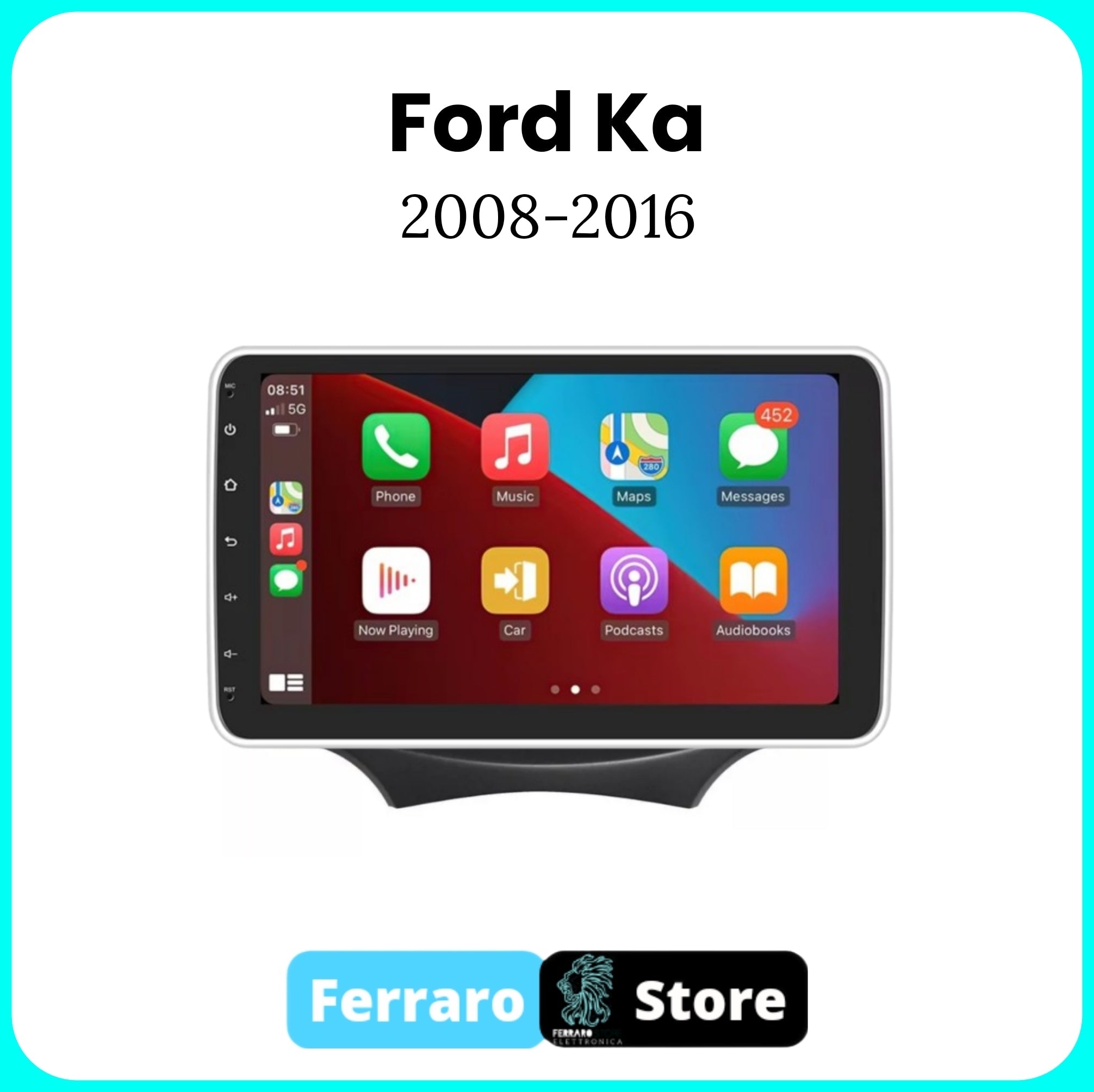 Autoradio per Ford Ka [2008 - 2016] - 2GB/6GB/8GB, Sistema auto Intelligente, 1Din 10"Pollici, GPS, Navigatore, Wifi, PlayStore