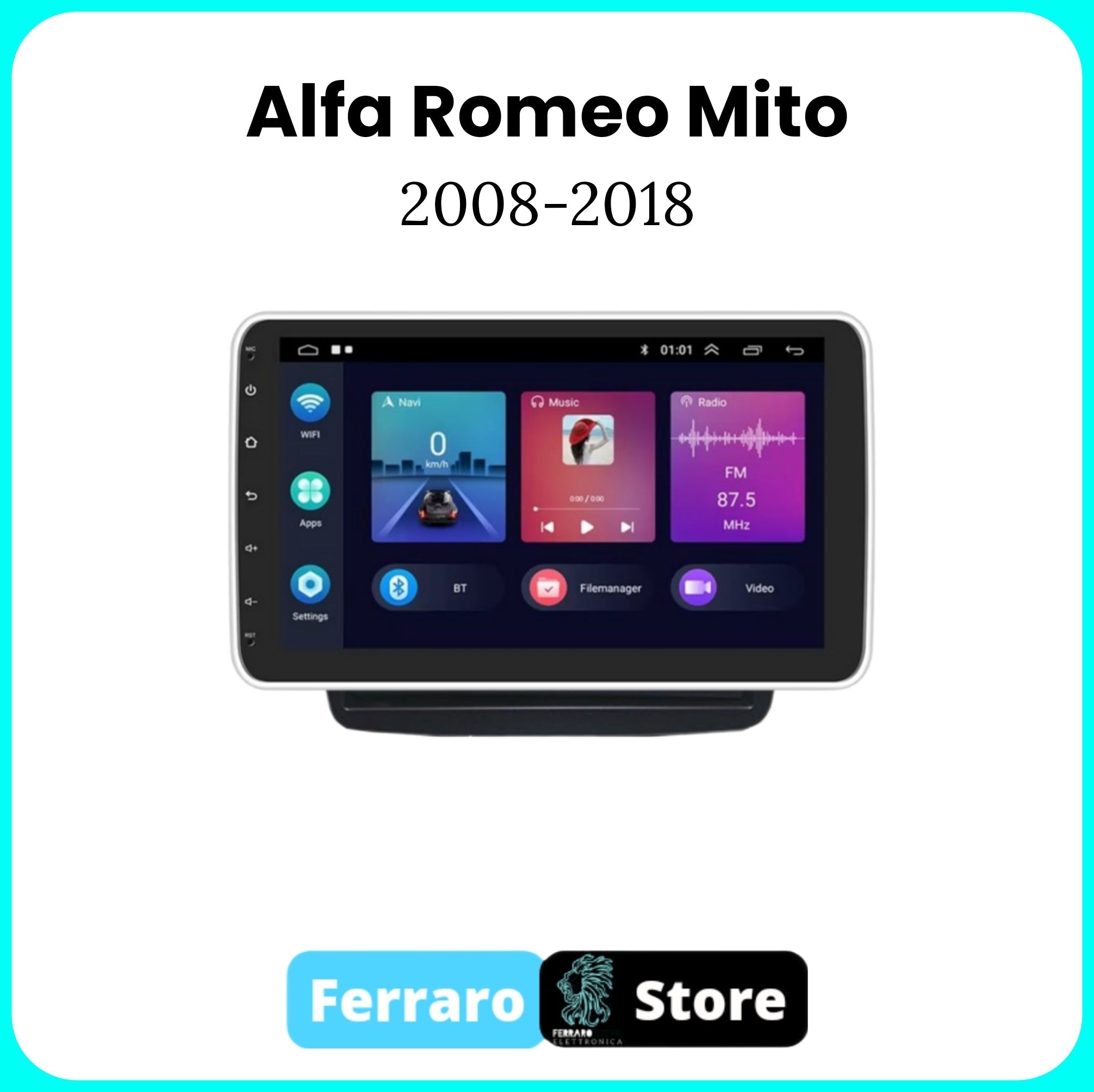 Autoradio per Alfaromeo Mito [2008 - 2018] - 2GB/6GB/8GB, Sistema auto Intelligente, 1Din 10"Pollici, GPS, Navigatore, Wifi