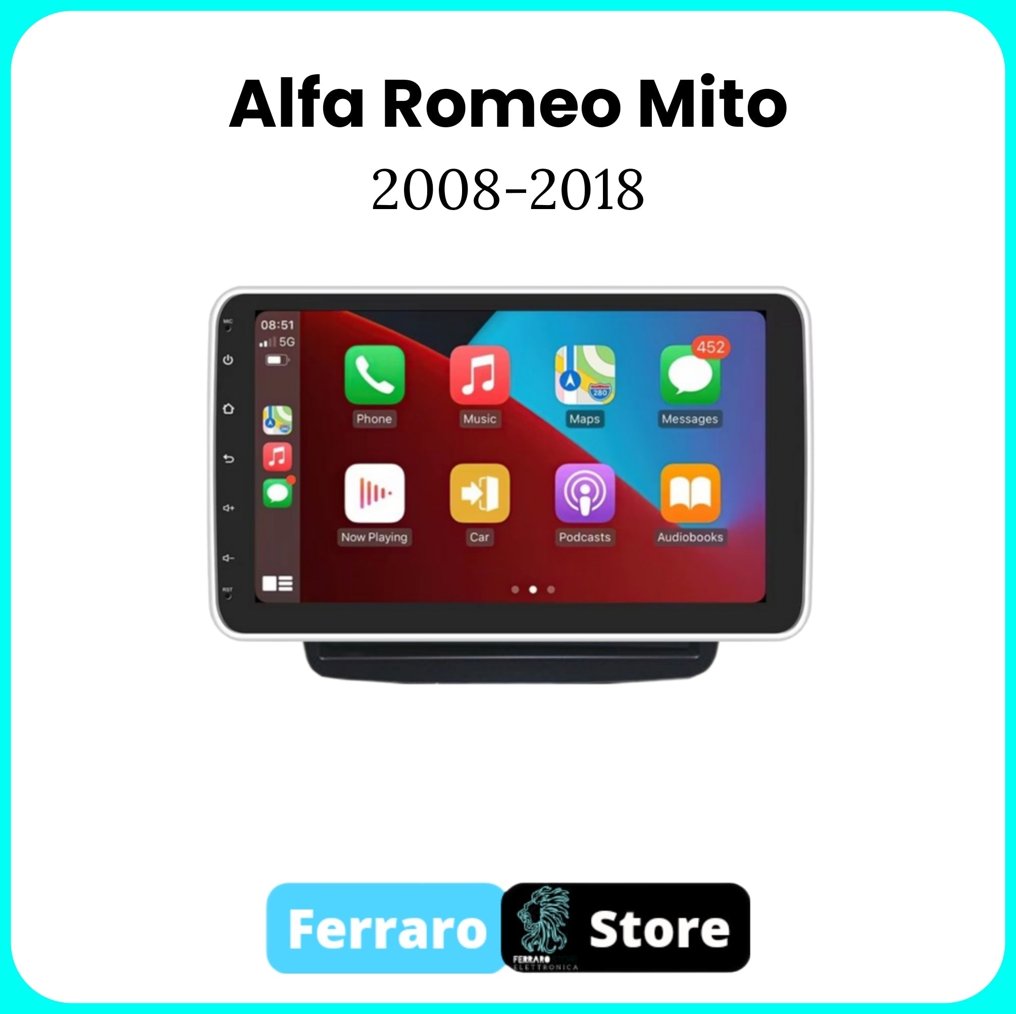 Autoradio per Alfaromeo Mito [2008 - 2018] - 2GB/6GB/8GB, Sistema auto Intelligente, 1Din 10"Pollici, GPS, Navigatore, Wifi