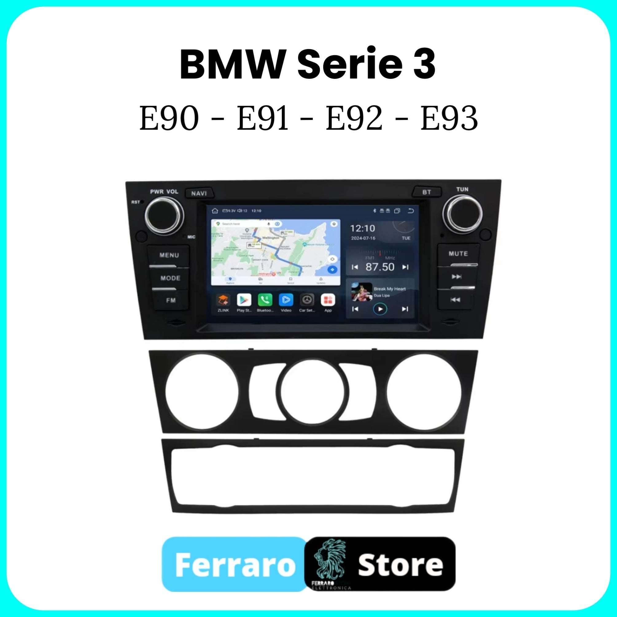 Autoradio per BMW Serie 3 7" |  E90/E91/E92/E93/M3 | 2005-2013 | Android | Bluetooth | CarPlay | Android Auto | 2GB/8GB Ram